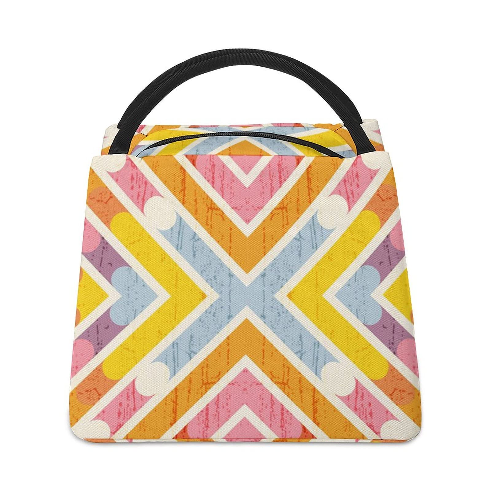 Personalized Insulated Lunch Tote Bags - Reusable Cooler Lunch Box for Men & Women - Forked Lattice Design - Perfect for Work, School & Picnics