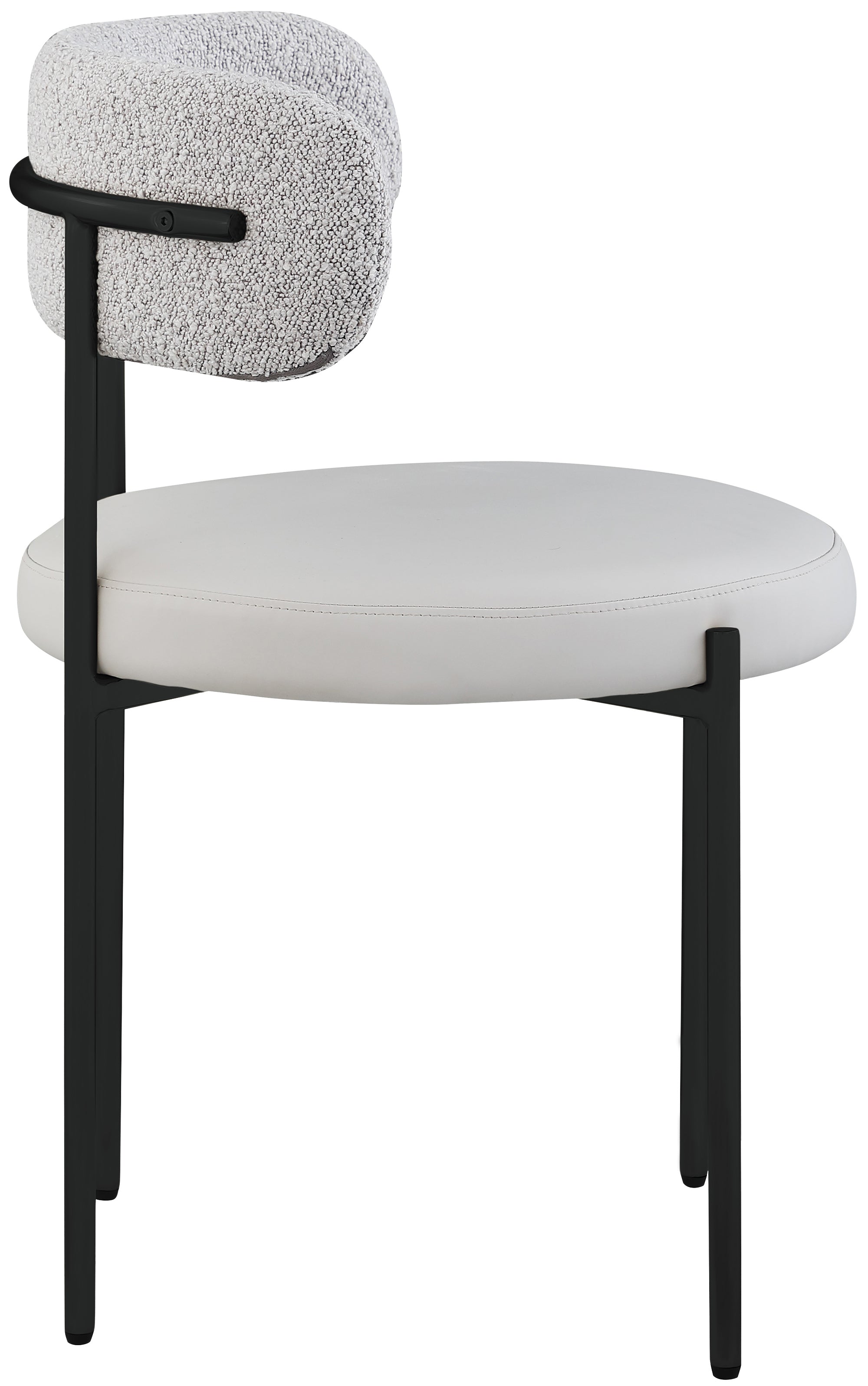 Vegan Leather & Boucle Fabric Dining Chair - Modern Comfort for Home, Office & Restaurant Use