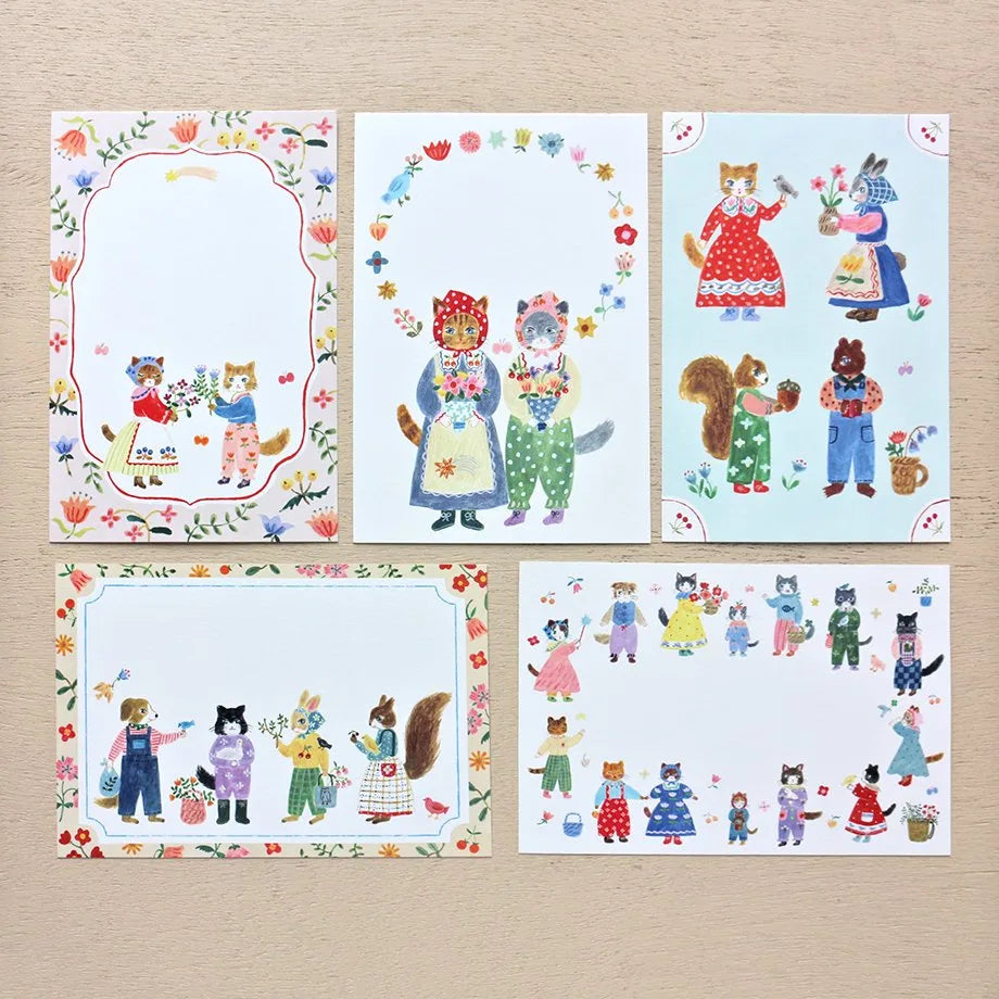 Aiko Fukawa Little Fluffy Friends Cute Animal Postcard Set - 12 Unique Designs for Greeting Cards, Scrapbooking & Home Decor