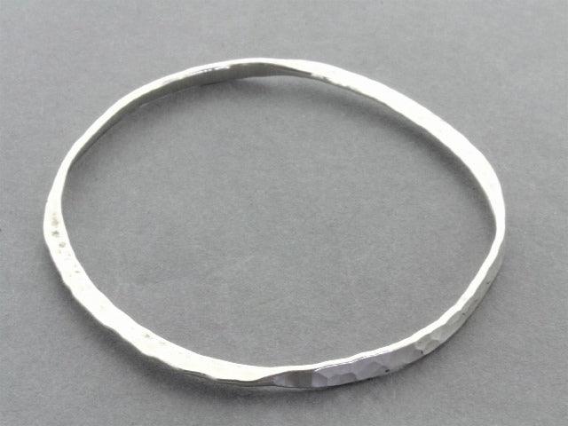 Hammered Flattened Bangle Bracelet - 925 Sterling Silver Jewelry for Women - Boho Chic Accessories for Everyday Wear & Special Occasions