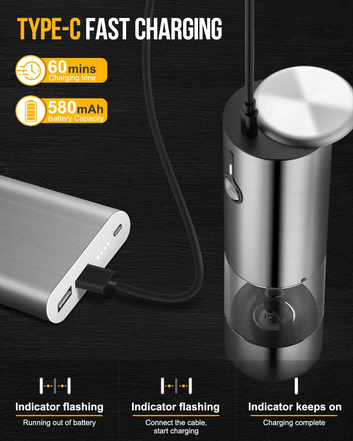 Upgraded 66g Large Capacity Rechargeable Electric Salt and Pepper Grinder Set - 2 Pack with 6 Adjustable Coarseness Levels, Stainless Steel Automatic Spice Mill with LED Light - Perfect for Kitchen, Dining Table & Outdoor BBQ