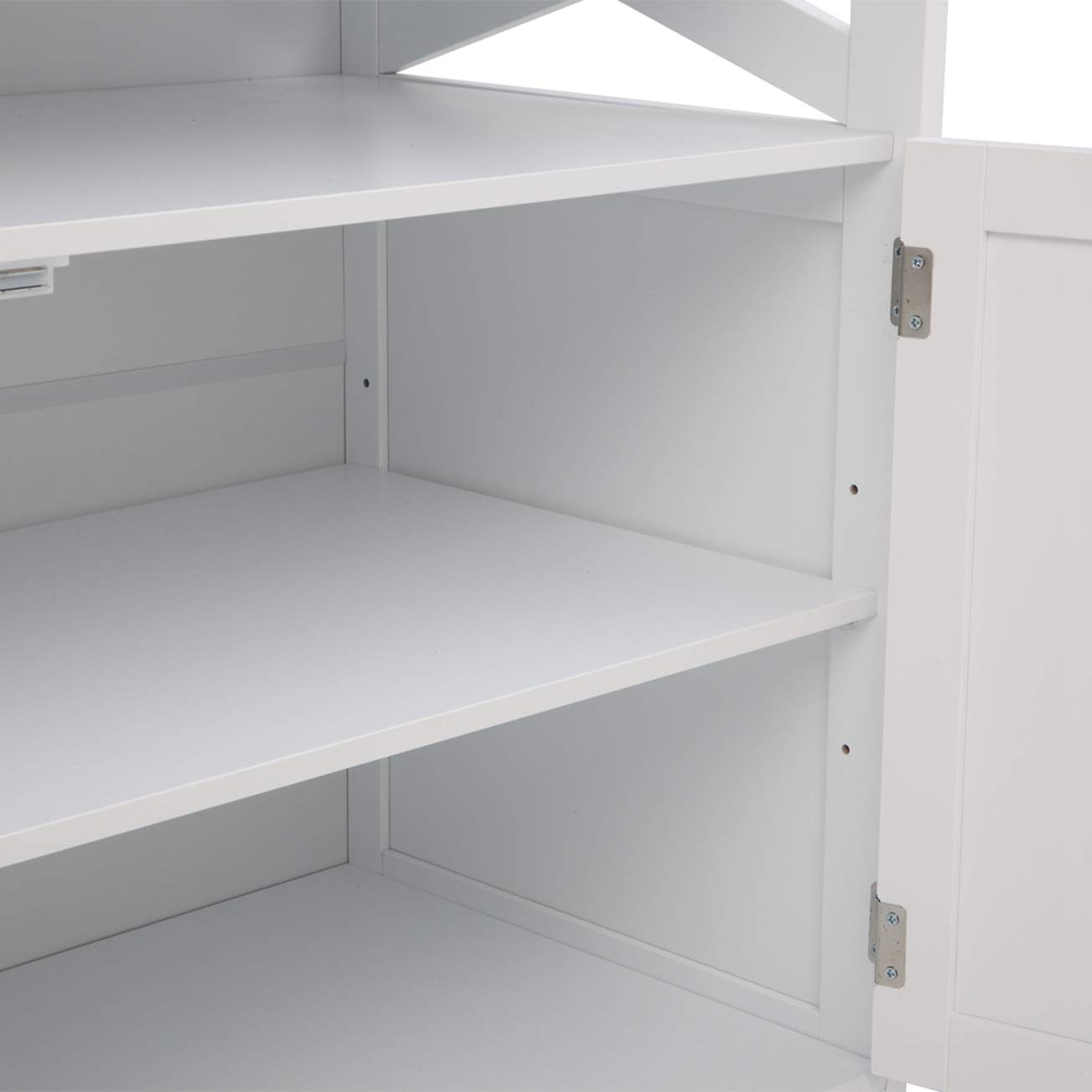 FCH White Double Door Side Cabinet with Partition - Storage Cabinet for Kitchen, Living Room, Bedroom | Organize Drawers, Cupboard, Oven, Fridge | Perfect for Closet Seat, Door & Window Areas