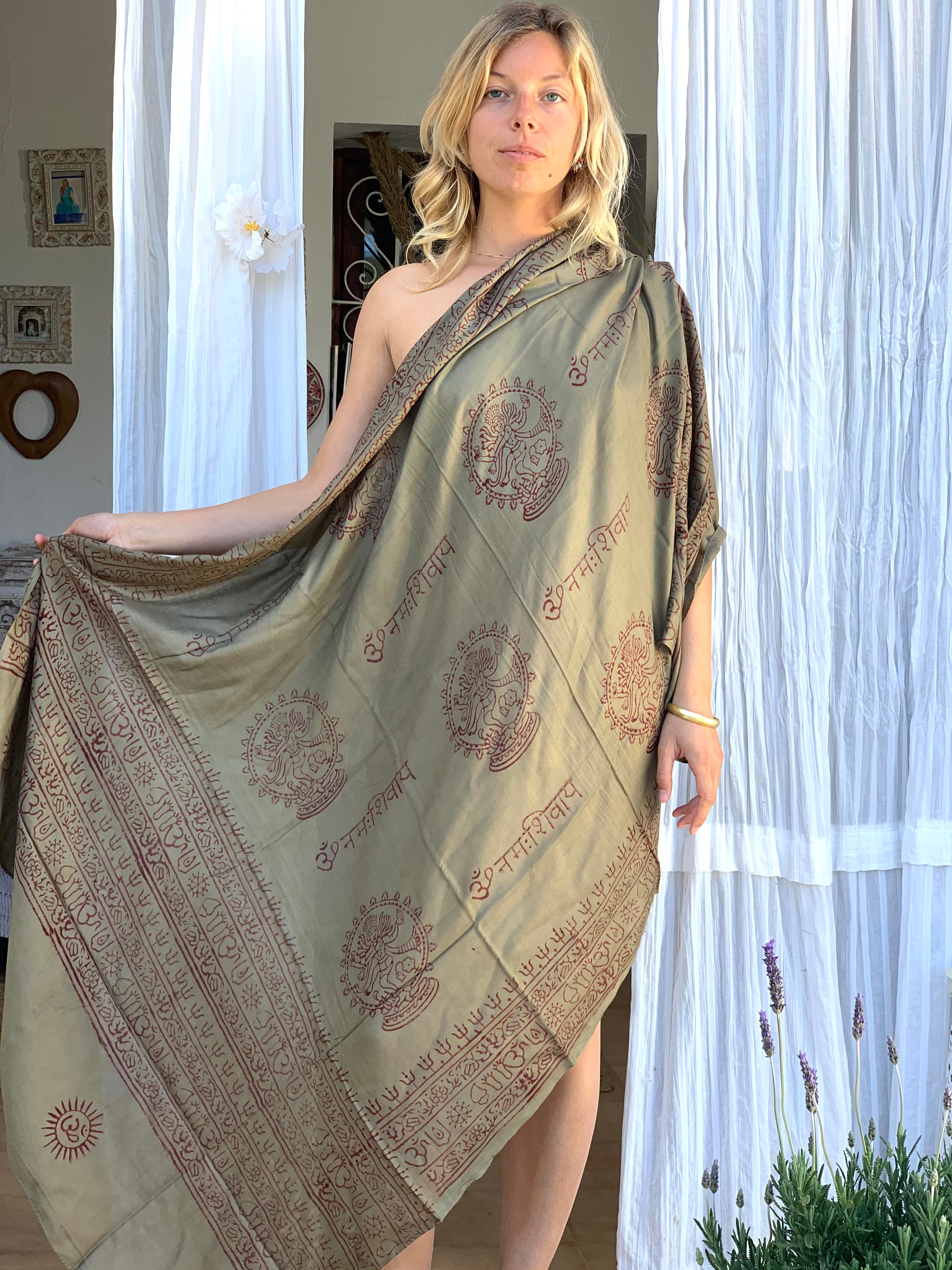 Large Size Om Print Sarong Pareo Shawl - Perfect for Beach, Pool, and Summer Outfits