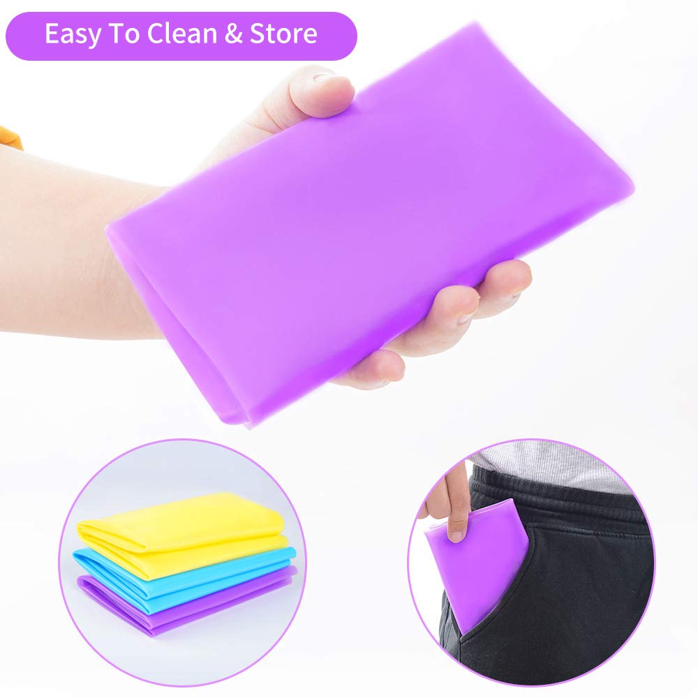 3-Pack Large Silicone Mats for Crafts, Resin Jewelry Casting, Liquid Pouring - 15.7” x 11.8” Non-Slip Work Surface (Blue, Purple, Yellow) - Perfect for DIY Art Projects, Epoxy Resin Molds, and Table Protection