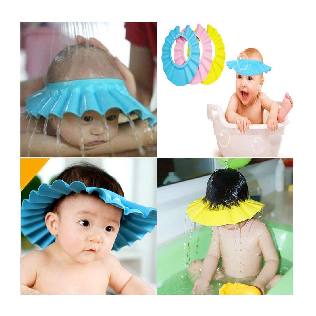 Adjustable Baby Bath Shower Cap - Soft Bathing Hair & Eye Protector for Newborns & Infants (2 Pack) | Waterproof Ear Protection for Boys & Girls | Perfect for Sensitive Skin & Mess-Free Bath Time