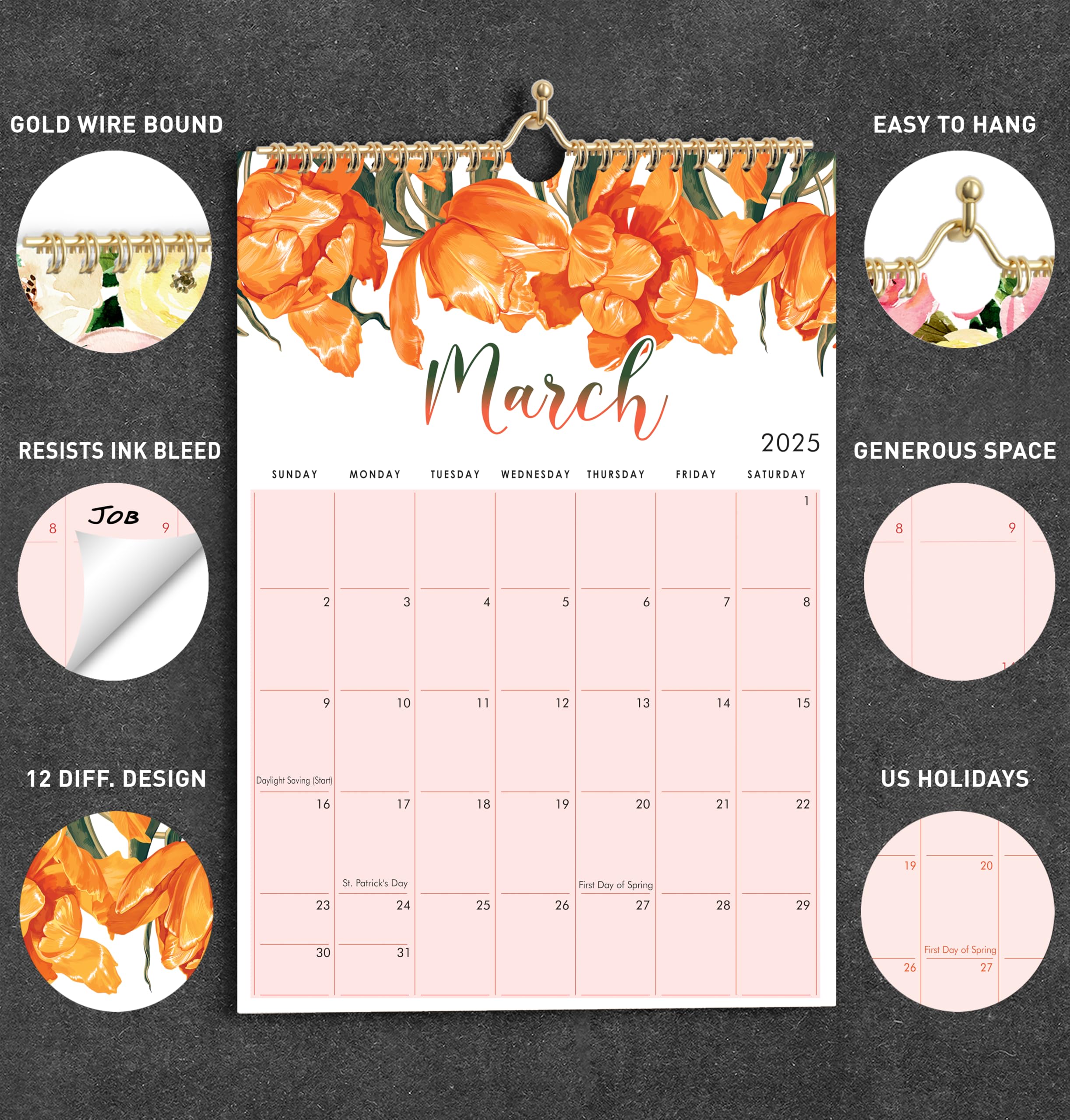 2025 Spiral Bound Wall Calendar - 12