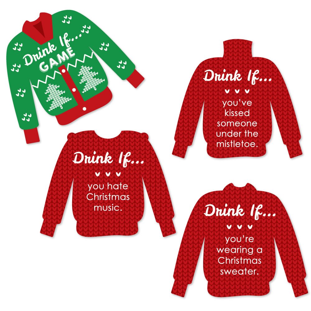 Big Dot of Happiness Christmas Drink If Game - Fun Ugly Sweater Party Card Game for Adults (24 Count) | Perfect for Holiday Gatherings, Office Parties & Family Game Nights