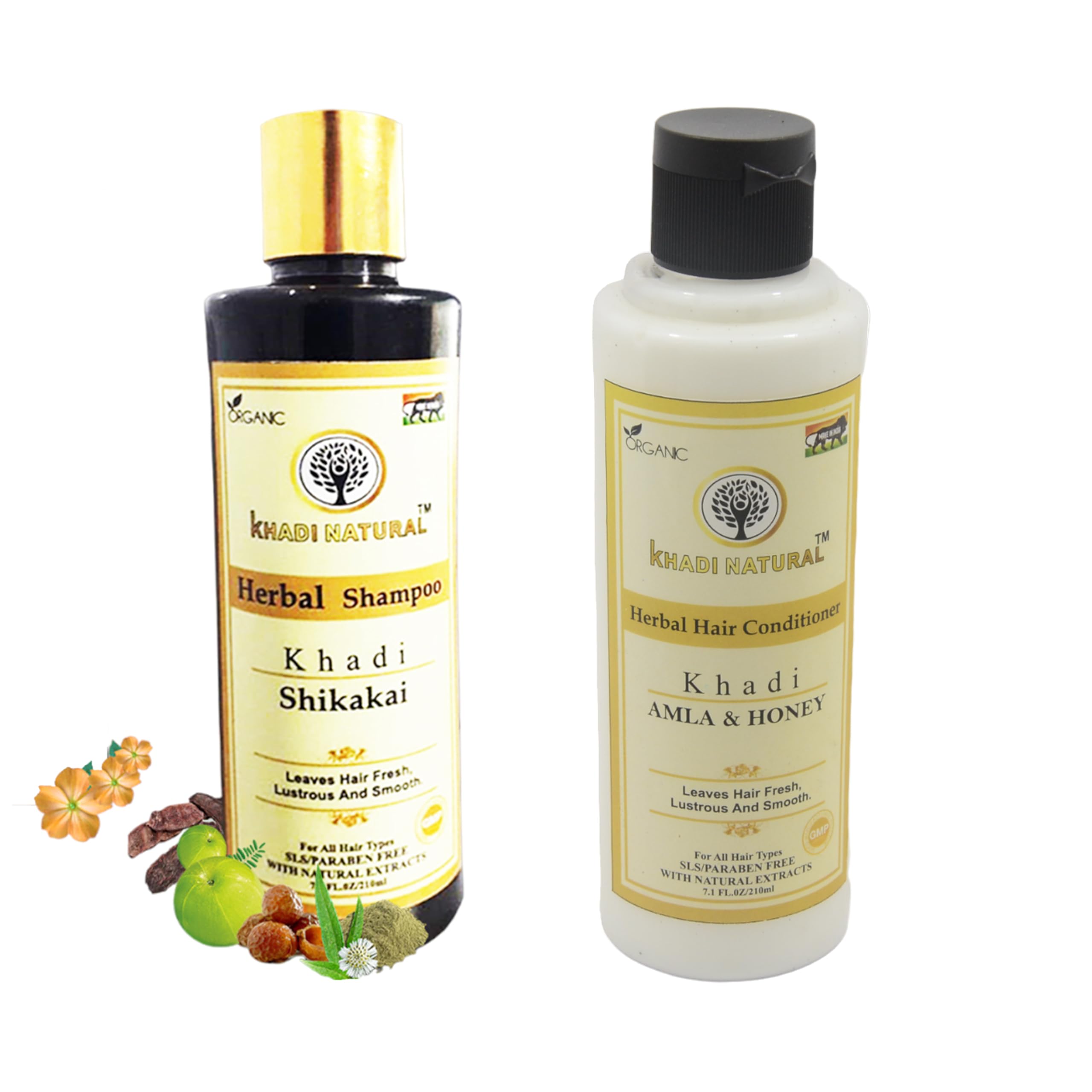 Khadi Natural Shikakai Shampoo & Amla Honey Conditioner Set - 420ml Each | Ayurvedic Hair Care for Dry, Damaged Hair | Promotes Hair Growth & Scalp Health | Perfect for Daily Use & Natural Hair Treatment