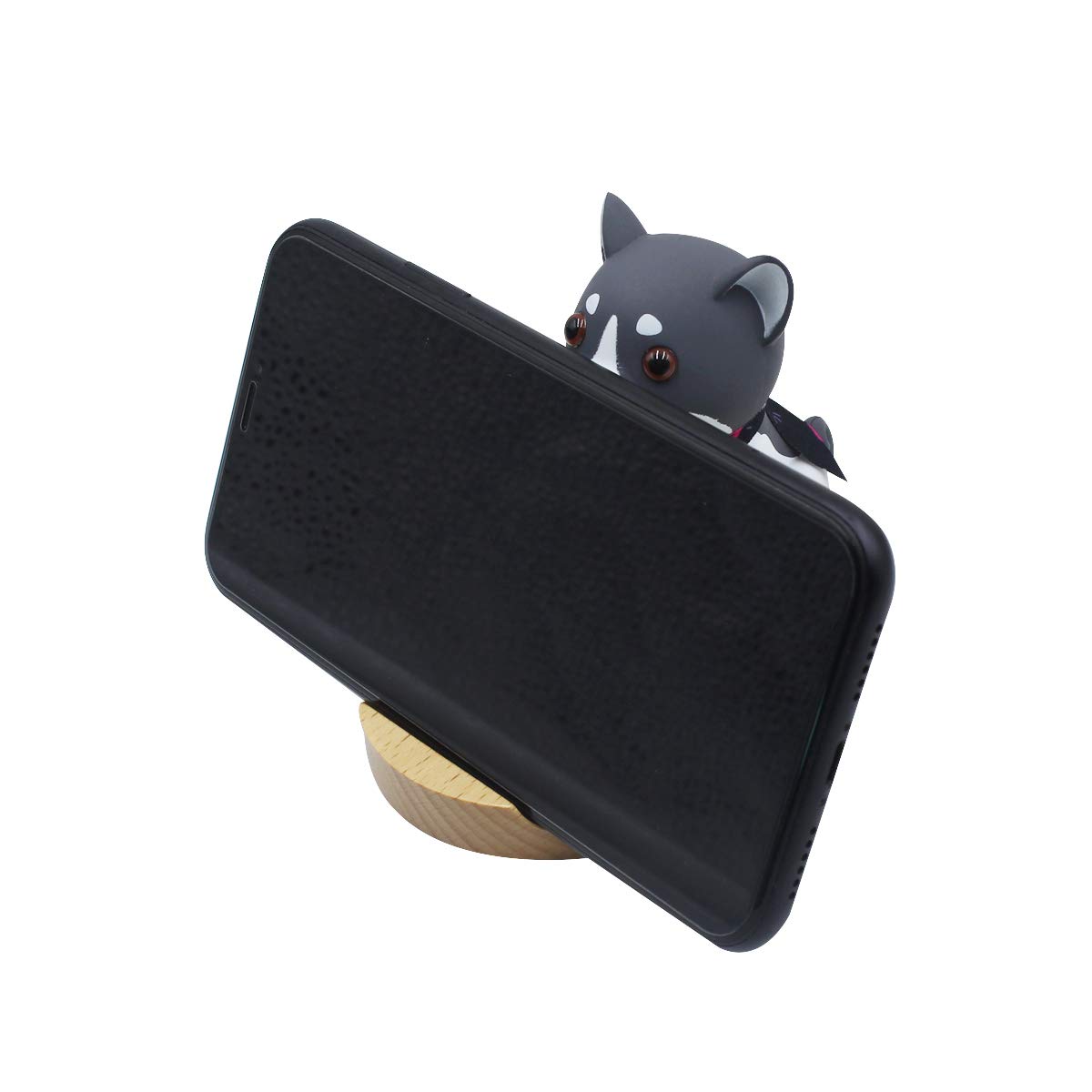 Wooden Cute Dog Phone Stand - Adjustable Cell Phone Holder for Desk, Perfect for iPhone & Android - Ideal for Home, Office, and Gift Giving