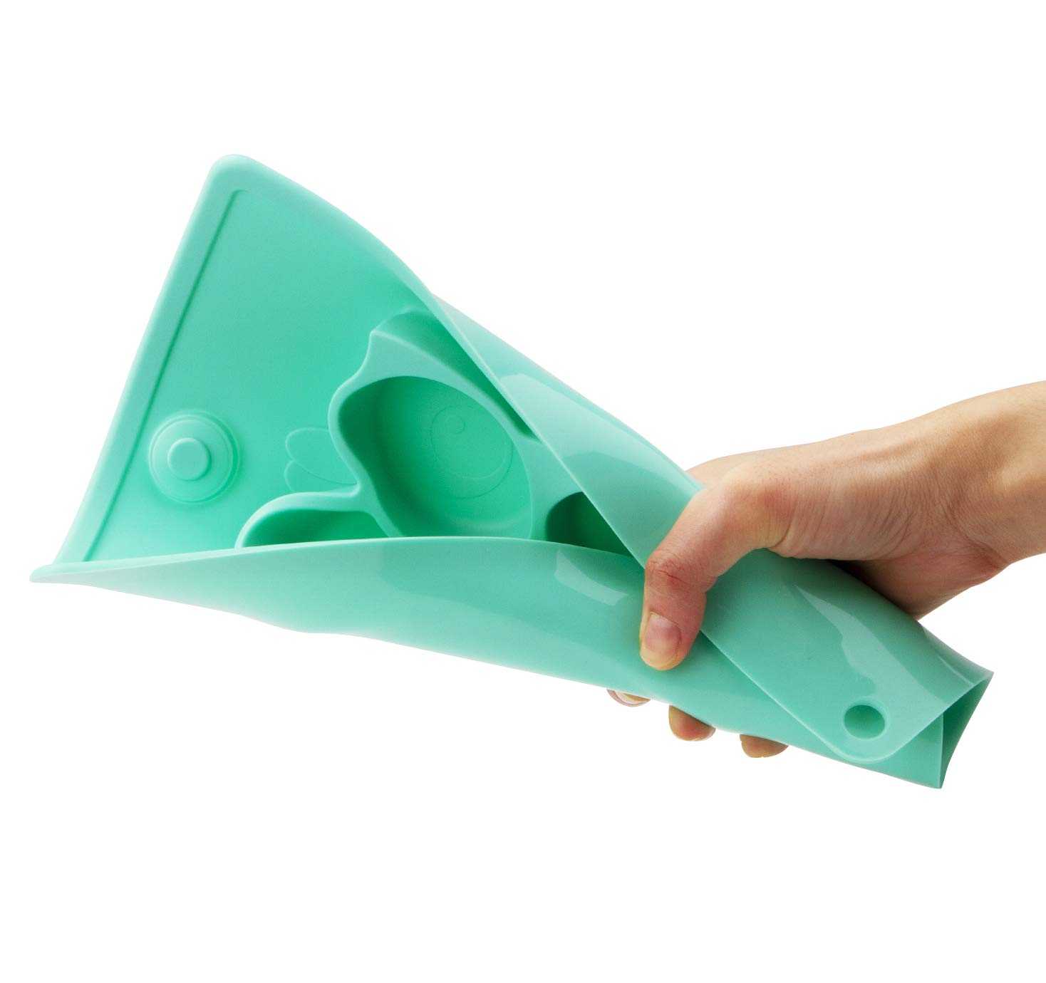 Non-Slip Silicone Divided Toddler Plates with Suction - BPA Free Baby Dinner Plates for Kids & Babies | Portable, Durable & Easy to Clean | Perfect for High Chairs, Travel & Messy Eaters (Owl-Cyan)