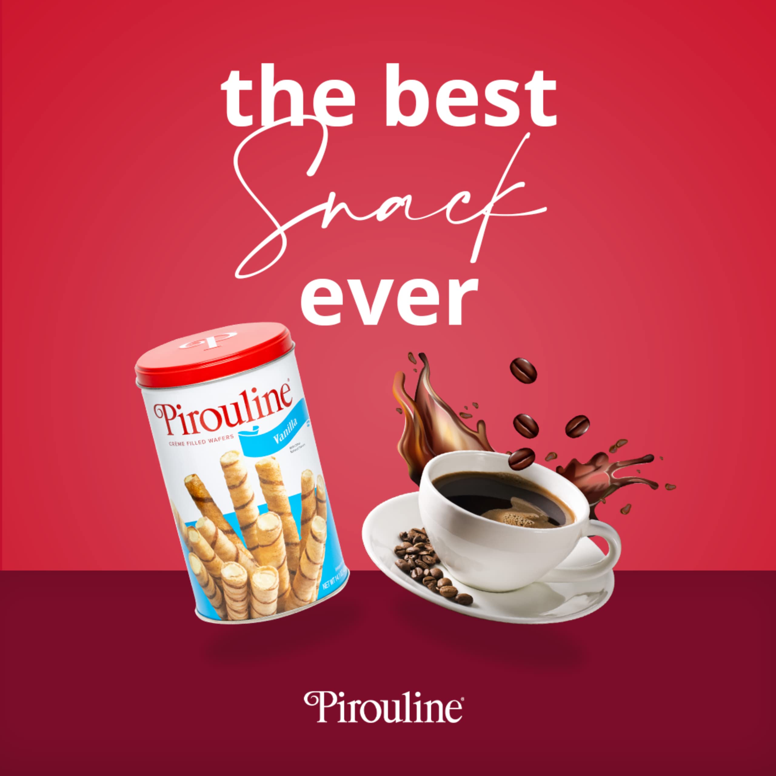 Pirouline Vanilla Rolled Wafer Cookies - Crème Filled Wafer Sticks for Coffee, Tea & Desserts - Perfect Snack for Parties, Gifts & Ice Cream Toppings - 14.1oz Tin (Pack of 2) | Great for Office Snacks, Afternoon Tea & Holiday Treats
