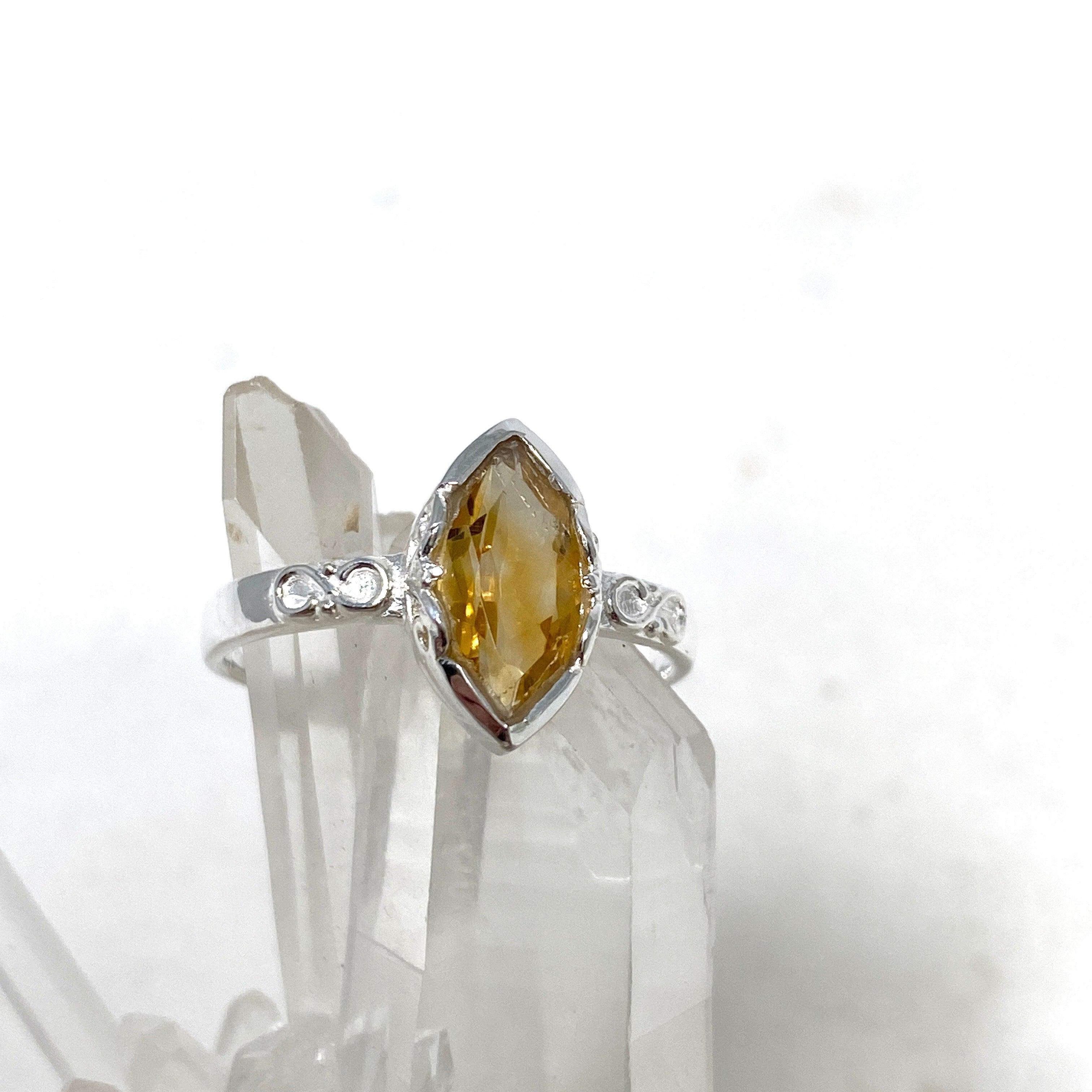 Natural Citrine Marquise Cut Ring - 925 Sterling Silver Jewelry for Women, Elegant Faceted Gemstone Engagement Ring, Perfect for Weddings, Anniversaries & Special Occasions