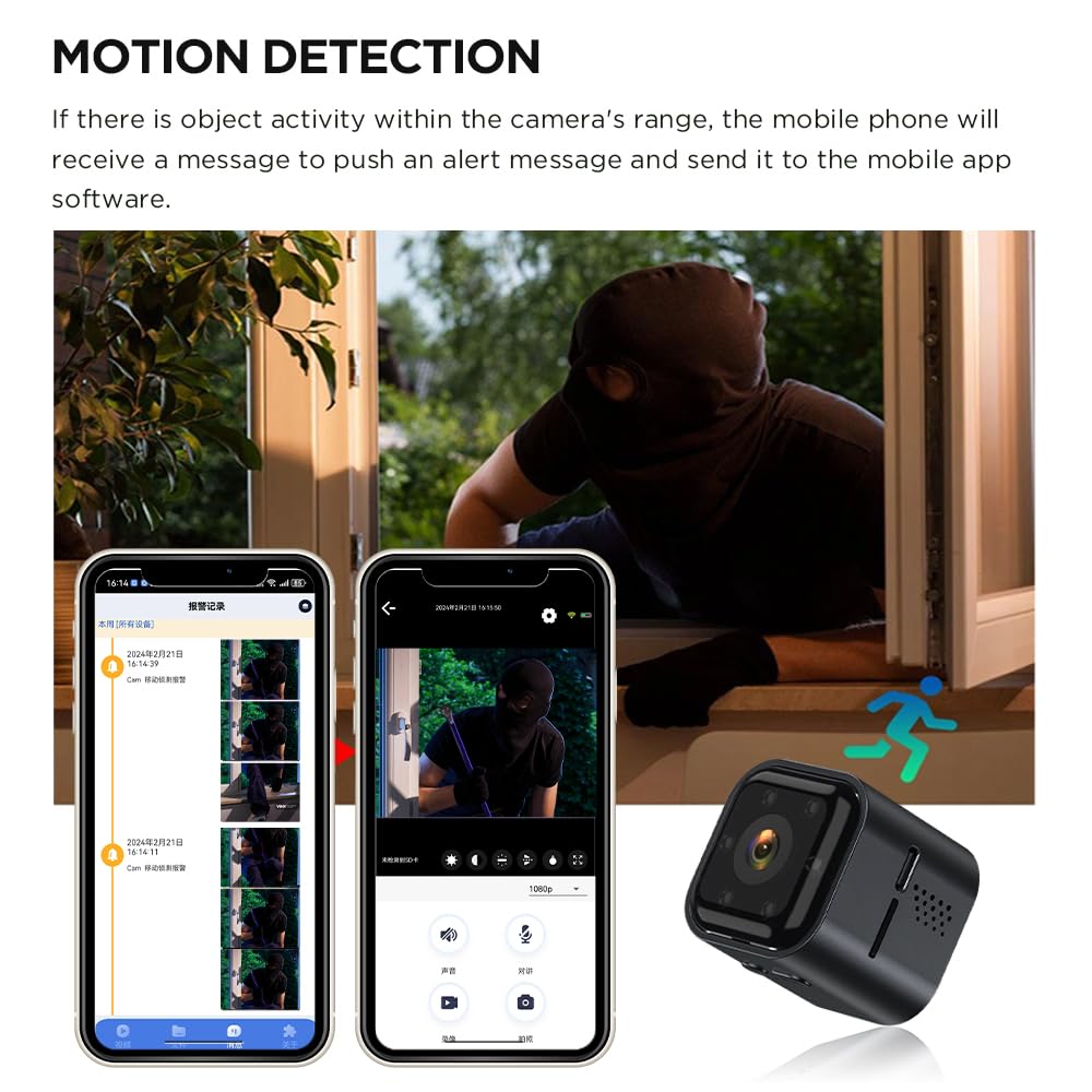 Andoer 1080P Smart WiFi Security Camera with Two-Way Audio, Night Vision & Motion Detection - Wireless Indoor Camera for Home, Baby Monitor & Pet Camera (Built-in Battery) - Perfect for Home Security, Office Monitoring & Smart Home Automation