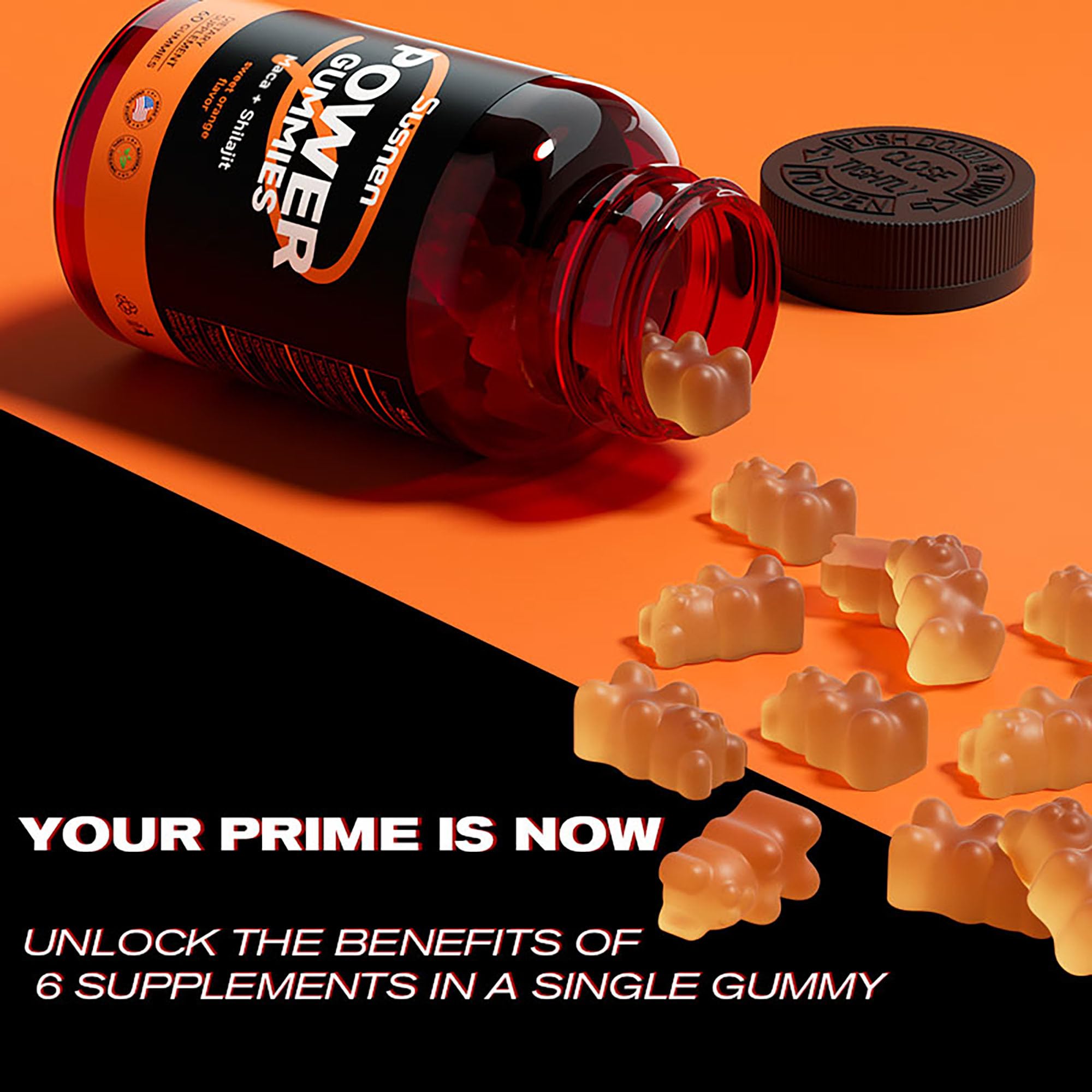 Organic Power Gummies with Maca & Pure Himalayan Shilajit - Inositol Gummies for Energy Boost & Nutrient Absorption - 60 Count - Supports Stamina & Wellness for Active Lifestyles, Workouts & Daily Vitality
