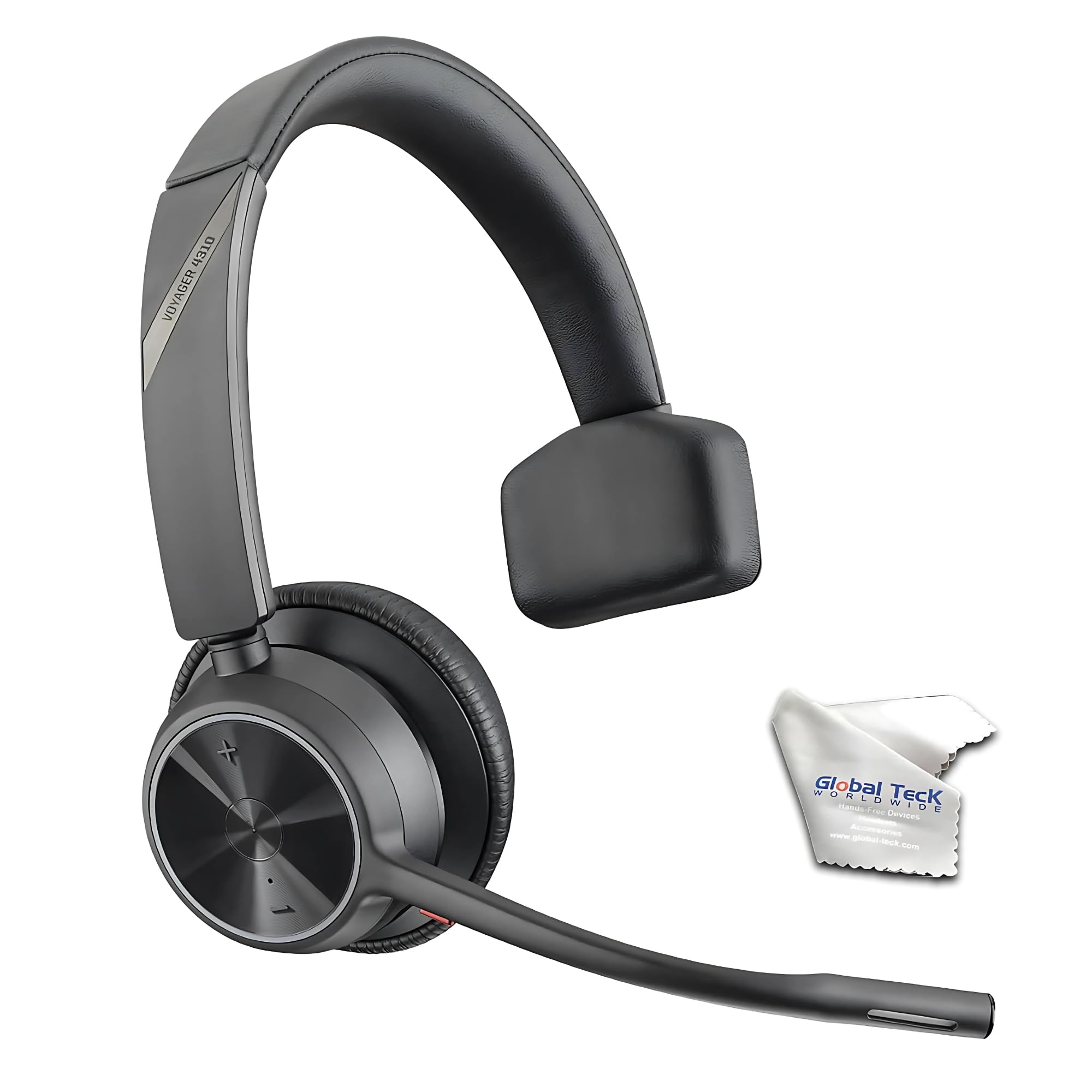 Poly Voyager 4310 UC Wireless Bluetooth Mono Headset (USB-C) with Microfiber Cloth - Compatible with Deskphone, PC, Mac, Zoom, RingCentral, 8x8, Vonage - Perfect for Remote Work, Call Centers & Video Conferencing
