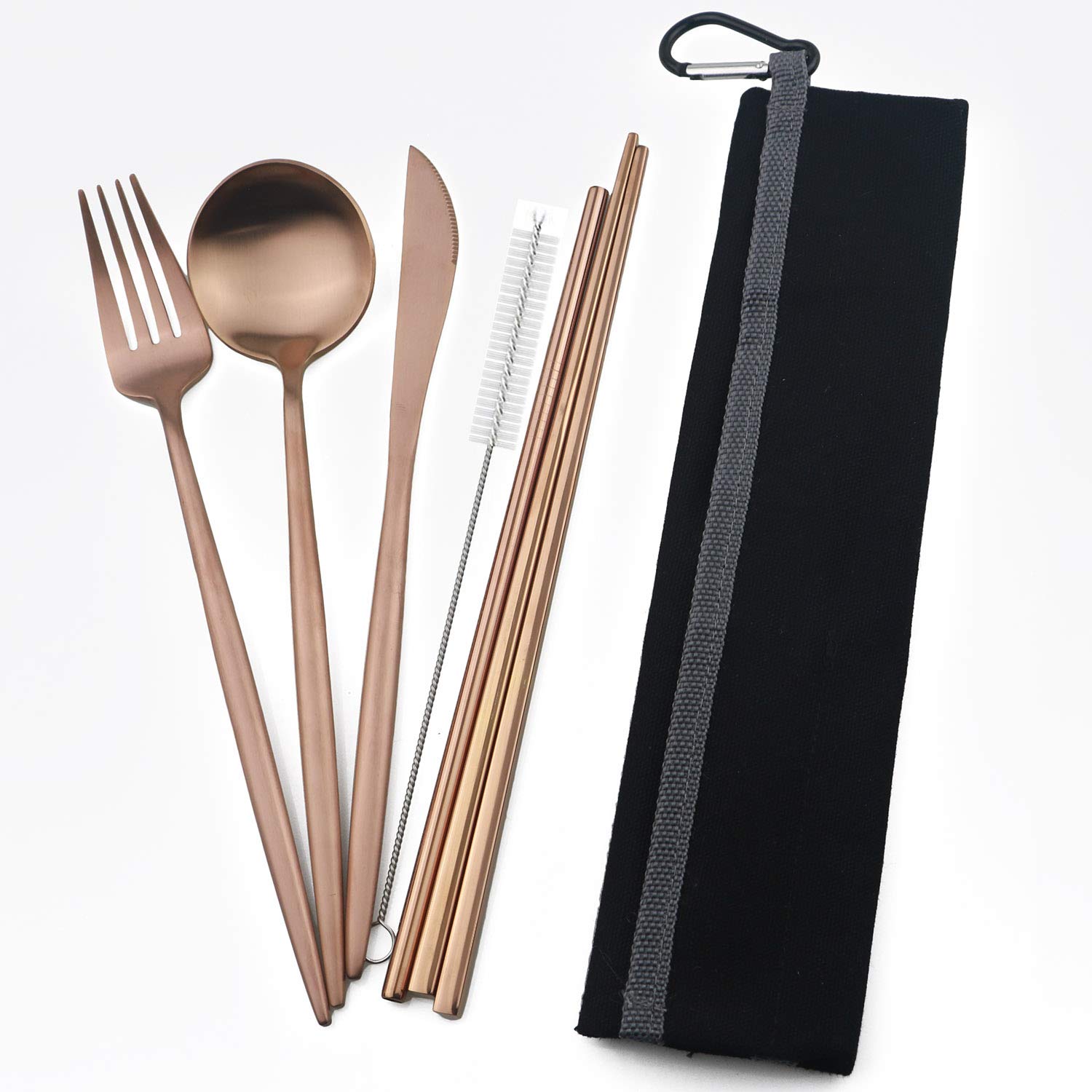 Portable 6-Piece Stainless Steel Flatware Set - Travel Cutlery for Camping & Picnics