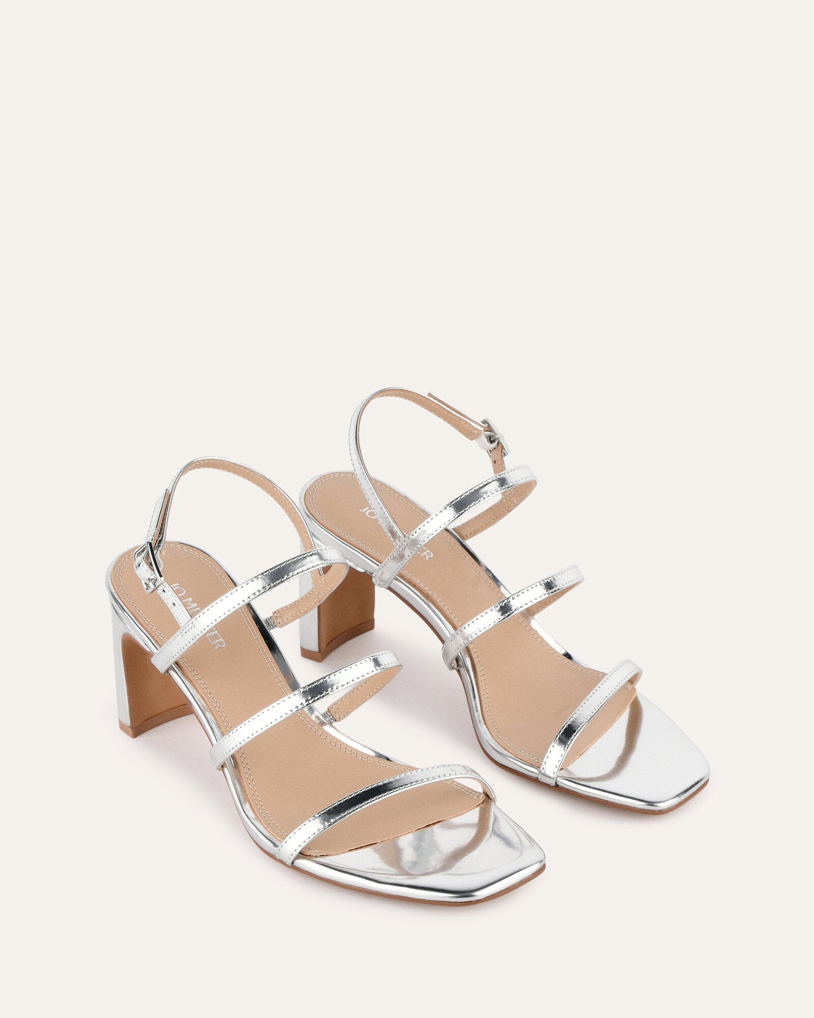 NIX Women's Mid Heel Sandals - Silver Patent Leather Strappy Dress Shoes for Weddings, Parties & Evening Events
