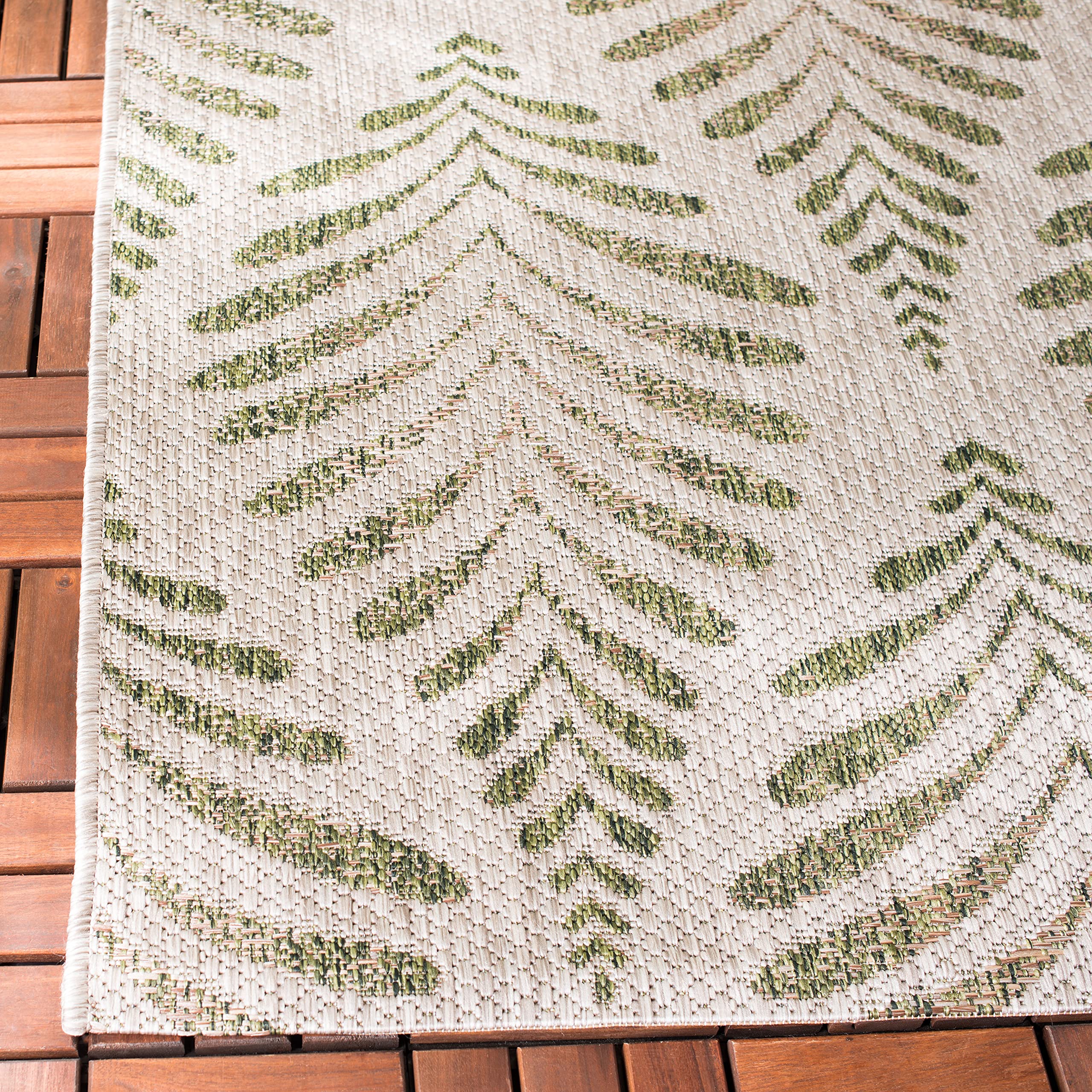 SAFAVIEH Courtyard Collection 8' x 11' Beige & Green Indoor Outdoor Rug - Waterproof, Easy to Clean, Non-Slip Backing - Perfect for Patio, Backyard, Mudroom, Deck & High-Traffic Areas