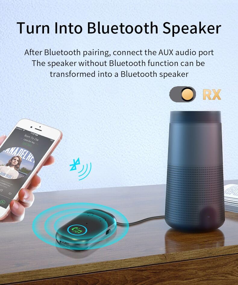 Bluetooth 5.3 Transmitter & Receiver - Dual Pairing Wireless Adapter for AirPods & Headphones - 3.5mm Aux Compatible with Airplane, TV, Car Stereo, Gaming Consoles - Perfect for Travel, Home Entertainment & Workout Sessions