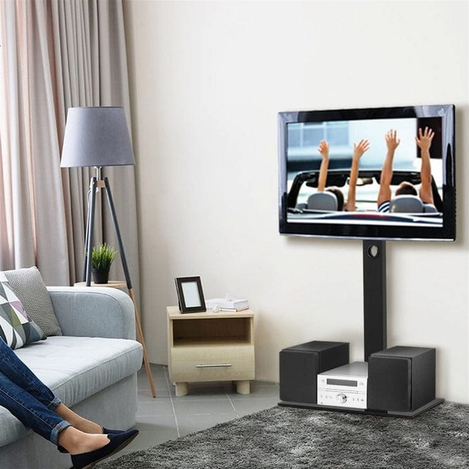 Adjustable TV Floor Stand for 32-70 Inch Screens - Swivel & Height Adjustable TV Mount Bracket - Perfect for Living Room, Bedroom, or Home Theater Setup (Black)