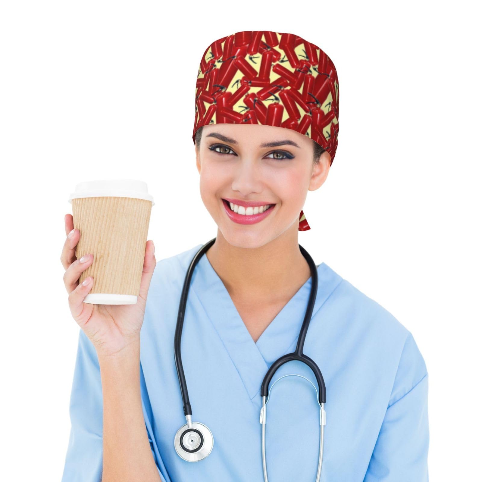 Upgraded Fire Extinguisher Scrub Cap with Adjustable Sweatband - Breathable Working Head Cover for Nurses, Doctors & Medical Professionals (Black) - Ideal for Hospitals, Clinics & Healthcare Settings