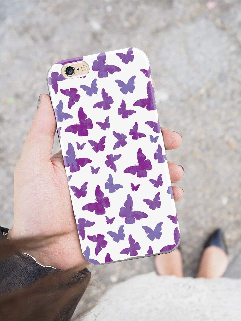 **Inspired Cases - iPhone X/Xs Case - 3D Textured Protective Cover for Apple iPhone X/Xs - Purple Butterflies & White Design - Shatterproof & Scratch-Resistant - Perfect for Daily Use, Travel & Gifting**