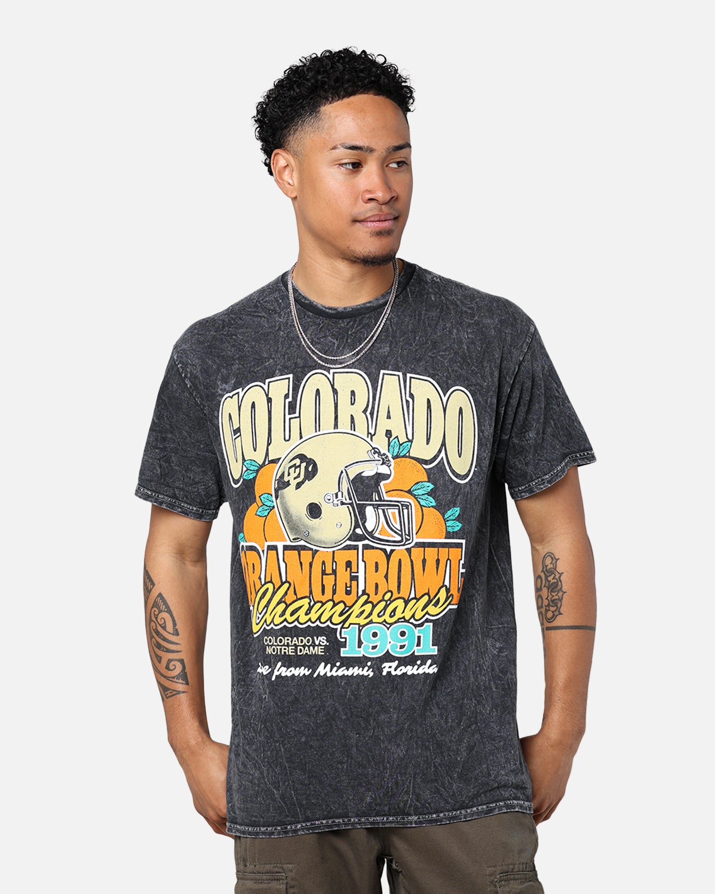 47 Brand 1991 Colorado Orange Bowl Vintage T-Shirt - Black Cotton Retro Football Tee for Men - Perfect for Game Day, Sports Events & Casual Wear