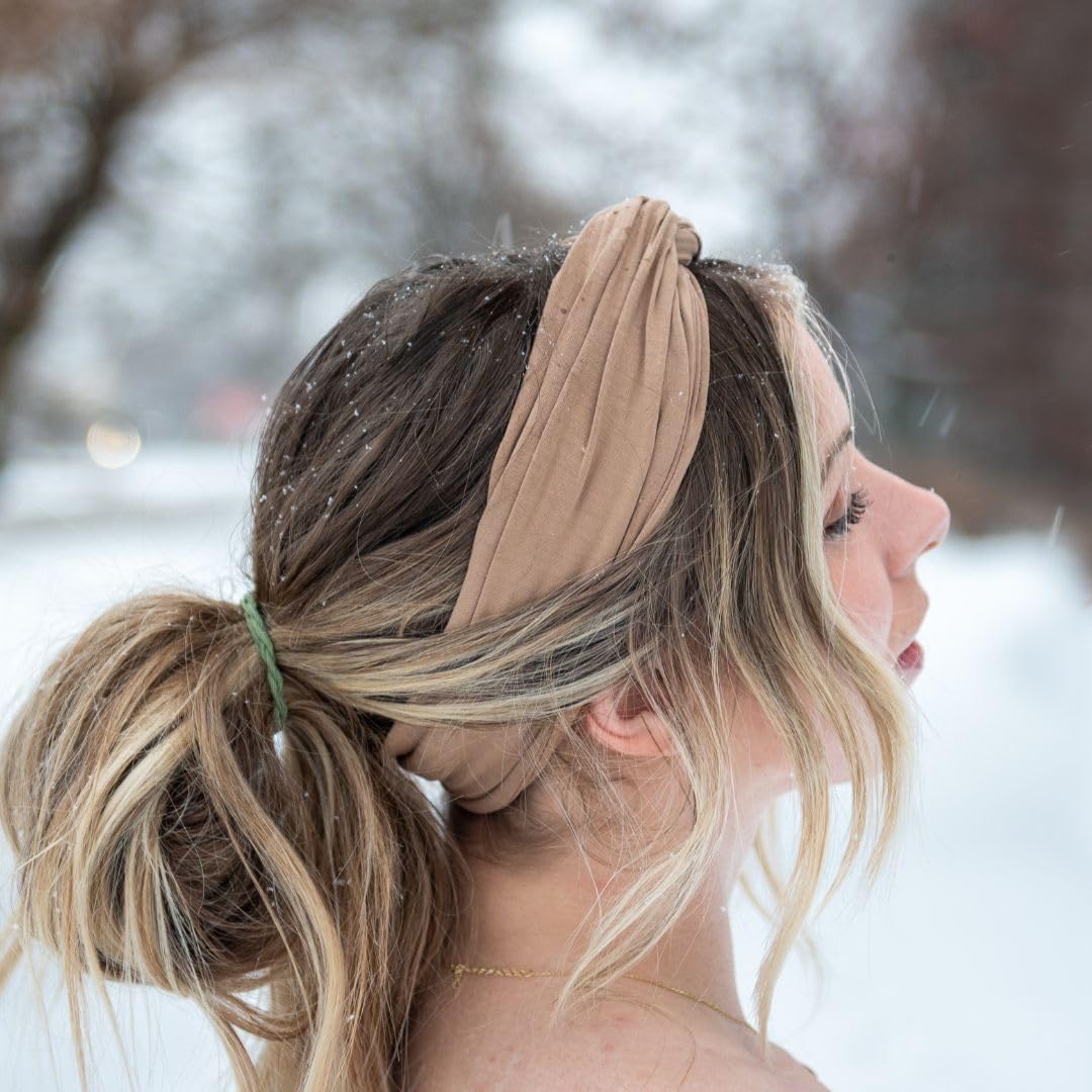 Stylish & Comfortable Women's Stretchy Bamboo Headband for Yoga, Running & Sports - Non-Slip Thick Fabric Twist Knot Hairband | Perfect for Workouts, Gym Sessions & Outdoor Activities