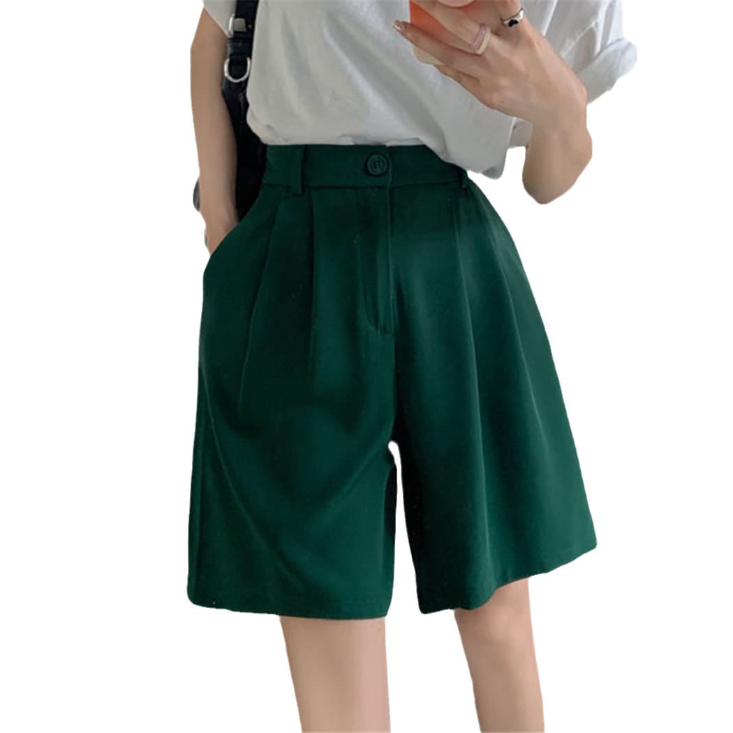 Women's High Waist Loose Wide Leg Cargo Shorts - Korean Style Straight Black Summer Short Pants | Casual Streetwear, Beach Outfits & Vacation Wear