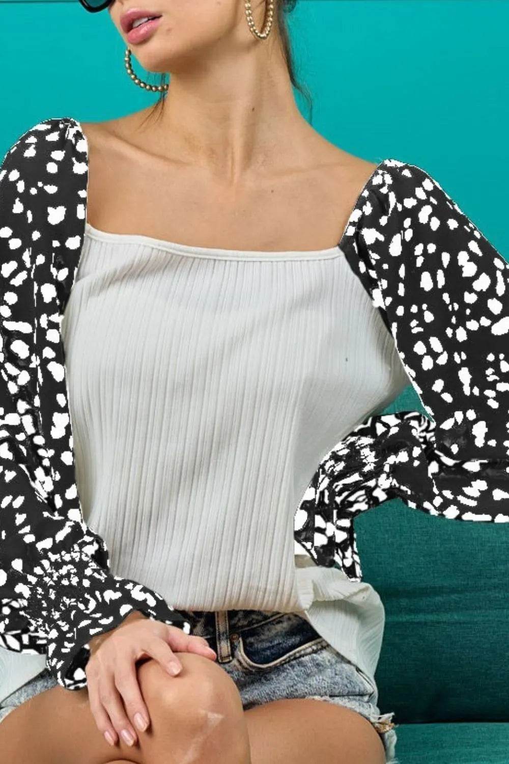 BiBi Ribbed Leopard Print Long Sleeve Tops for Women | Trendy Casual & Party Wear | Perfect for Date Night, Office Outfits & Weekend Brunch