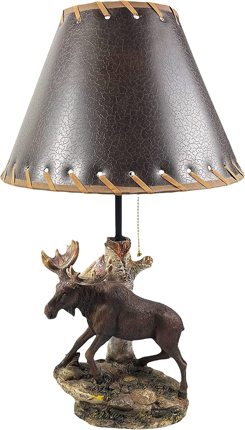 Western Cowboy Elk Moose Hunter Cabin End Table Lamp - Rustic Nightstand & Standing Table Light for Living Room, Bedroom, Office - Perfect for Lodge, Cabin, or Ranch Decor