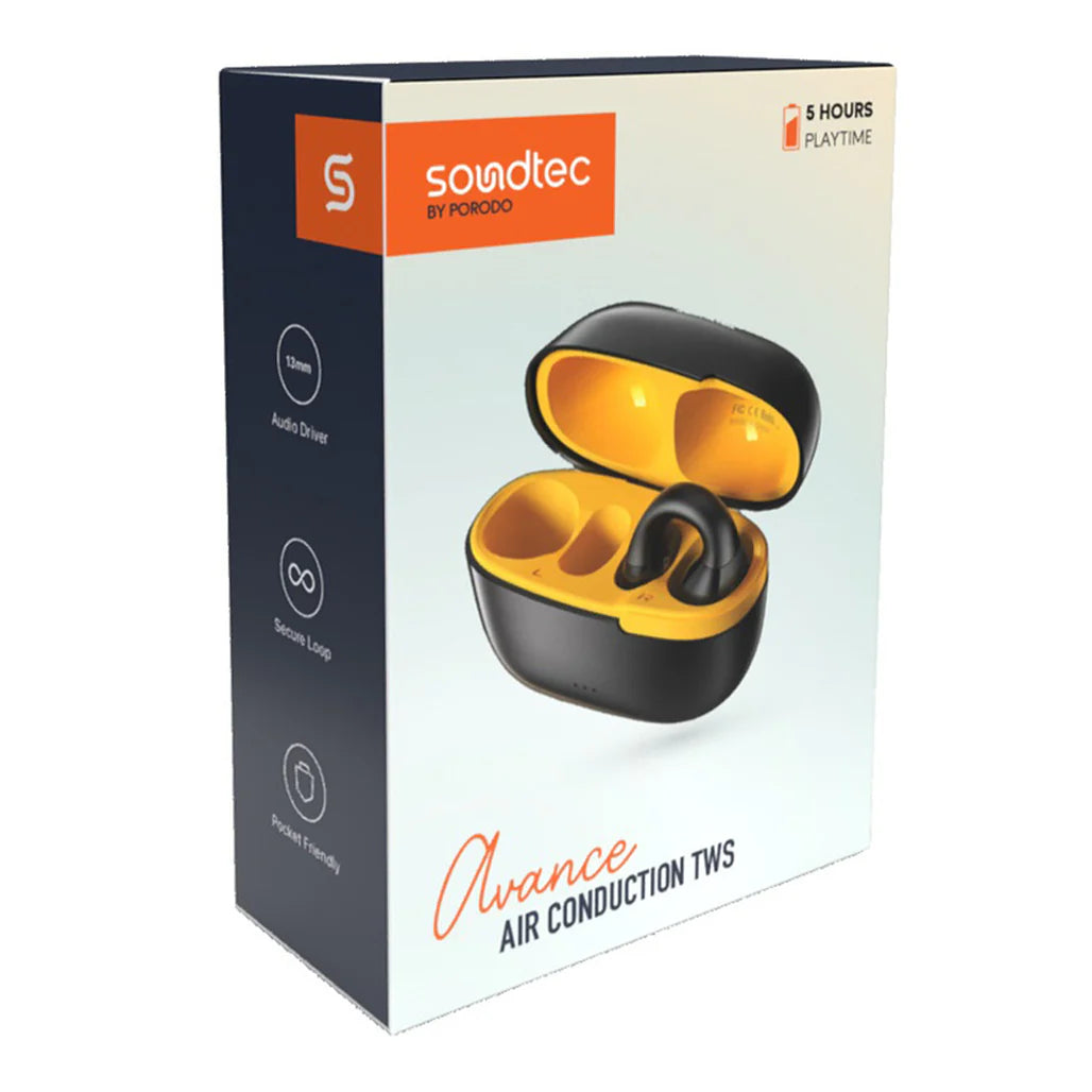 Porodo Soundtec Avance Air Conduction TWS Earbuds - Wireless Bluetooth Headphones for Running, Gym, Workout & Outdoor Activities