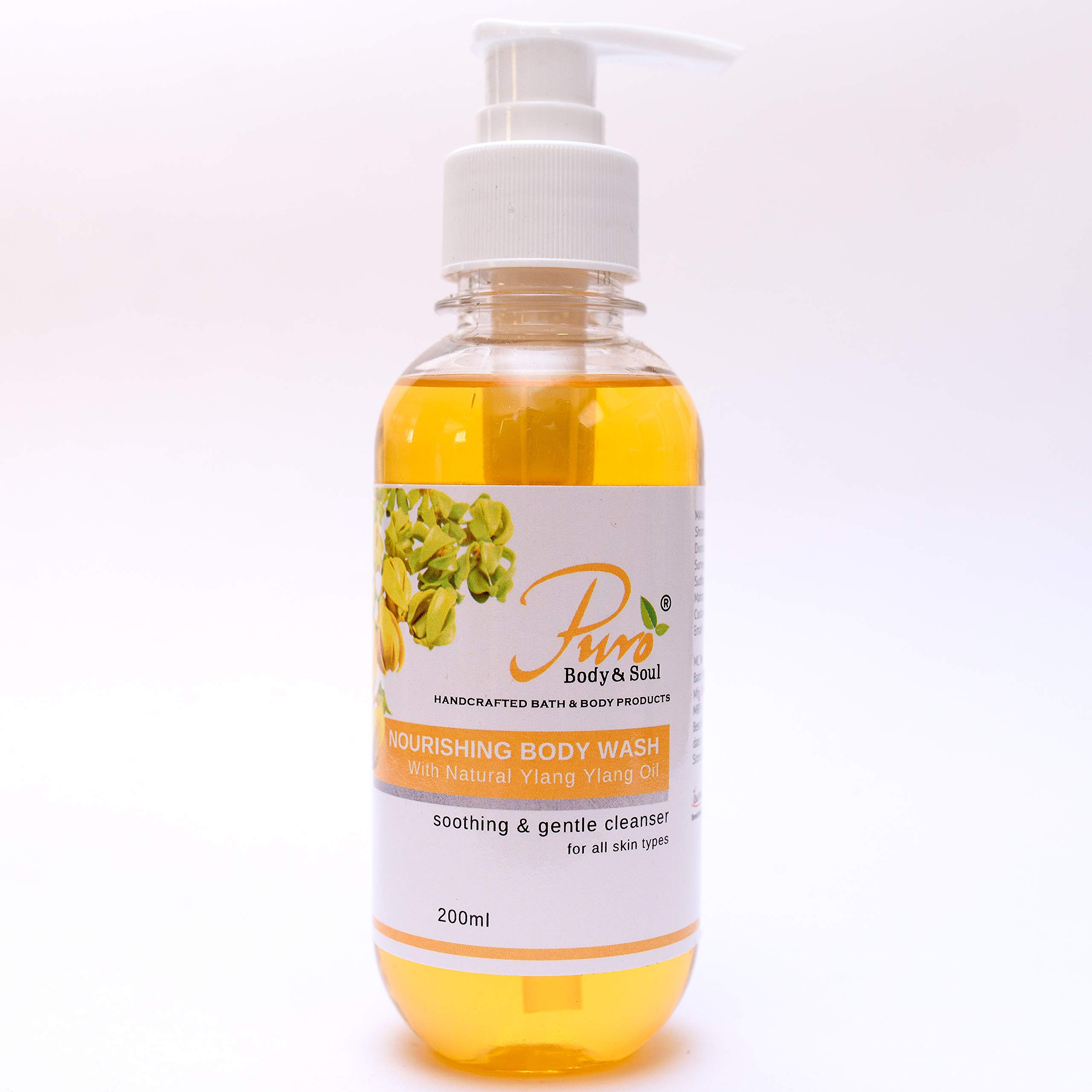 Puro Body & Soul Citrus Bliss Nourishing Body Wash with Essential Oils - 200ml Hydrating & Cleansing Shower Gel for Dry & Sensitive Skin | Refreshing Citrus Scent for Morning & Evening Shower Routine