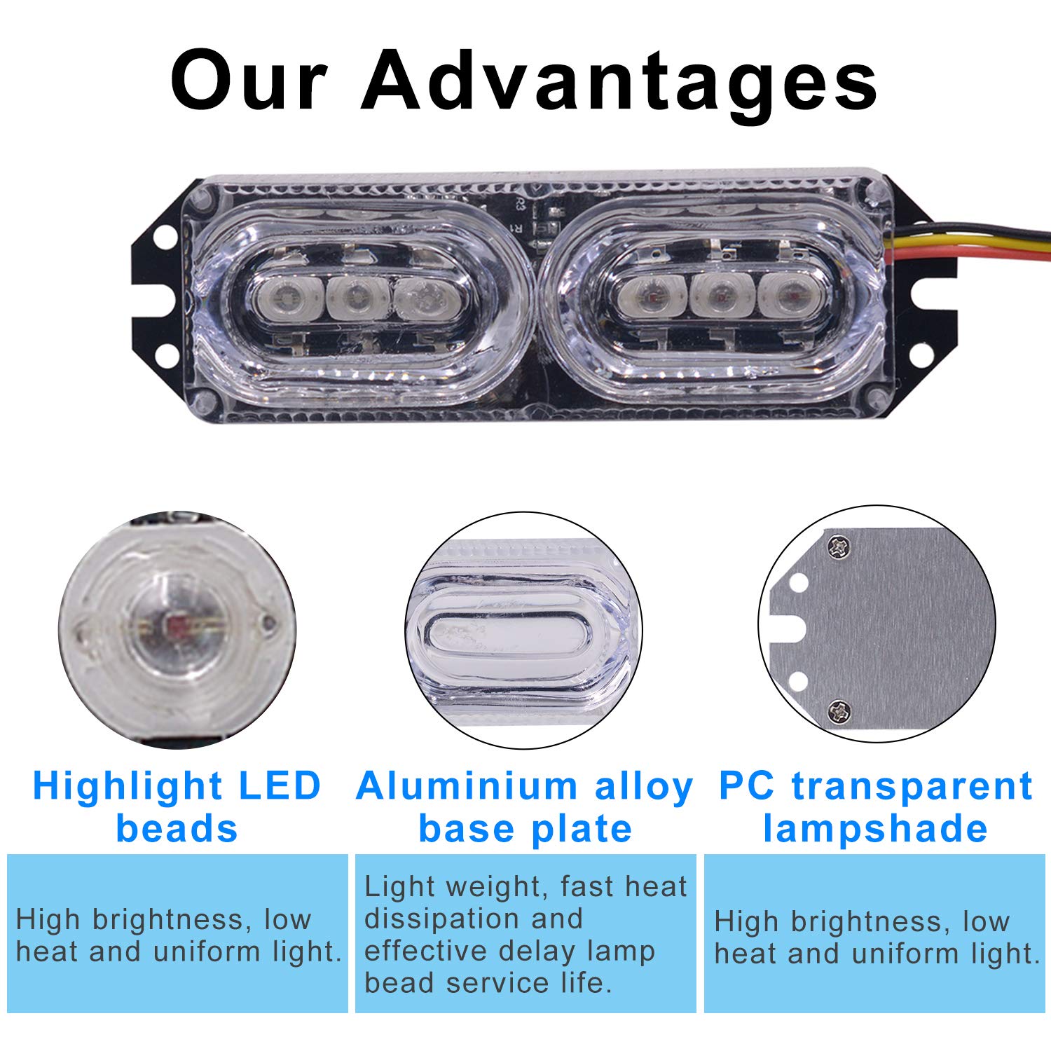 6 LED Motorcycle Flash Tail Light & Turn Signal - 9V-80V Waterproof Brake Light with Red & Blue Emergency Lights - 2 Modes for E-Bike, Scooter, ATV - Perfect for Night Riding & Safety Alerts