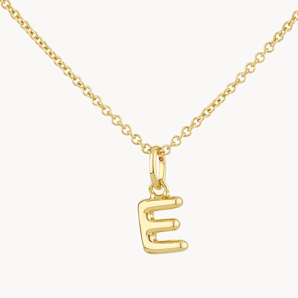 Gold Bubble Letter Necklace - Personalized Initial Pendant for Women - Perfect for Gifts, Birthdays & Everyday Wear