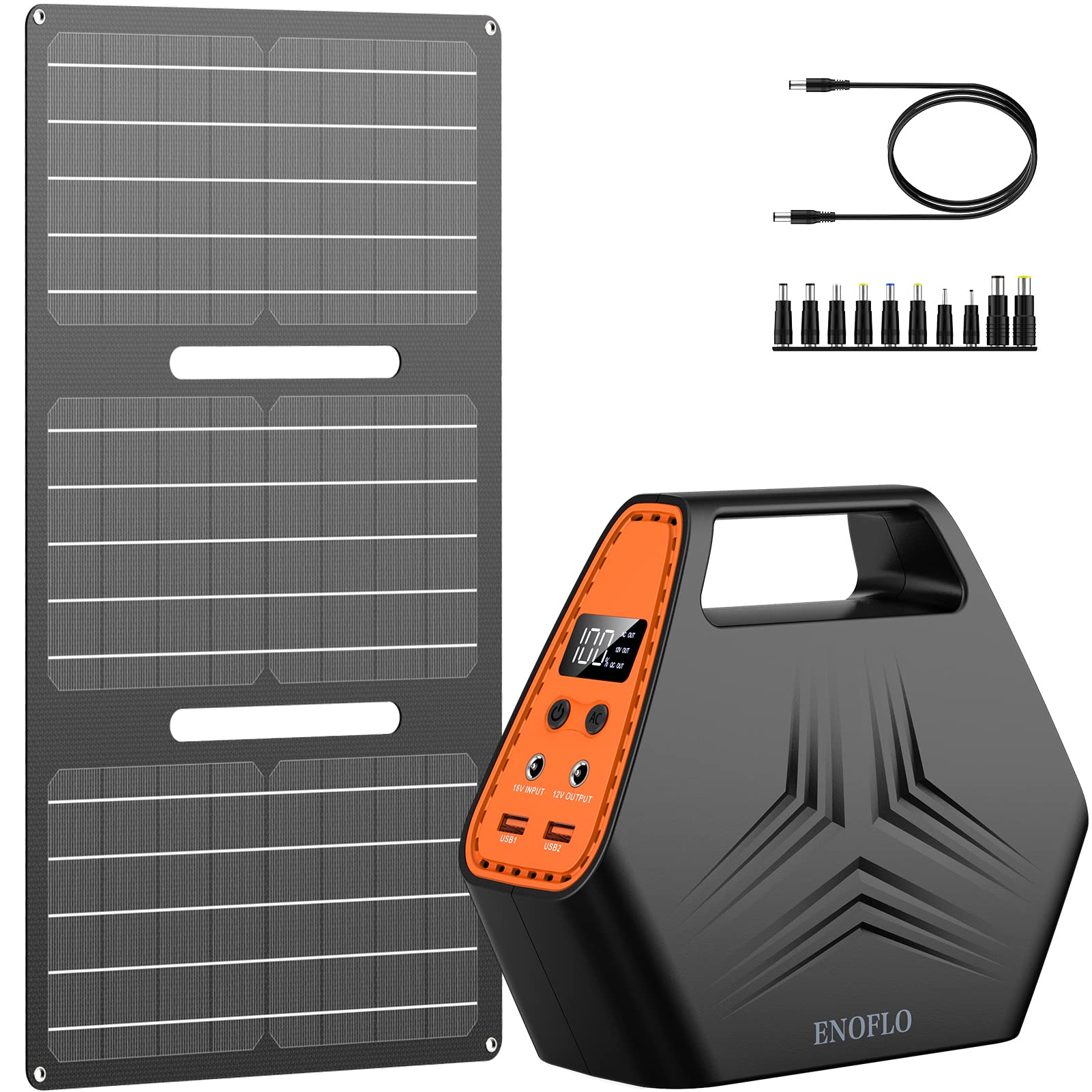26400mAh Portable Power Bank with AC Outlet & 30W Solar Panel - 97Wh Laptop Charger, QC 3.0 Fast Charging, Foldable Solar Charger for Camping, Hiking, Travel, and Emergency Power Backup (12V Output)