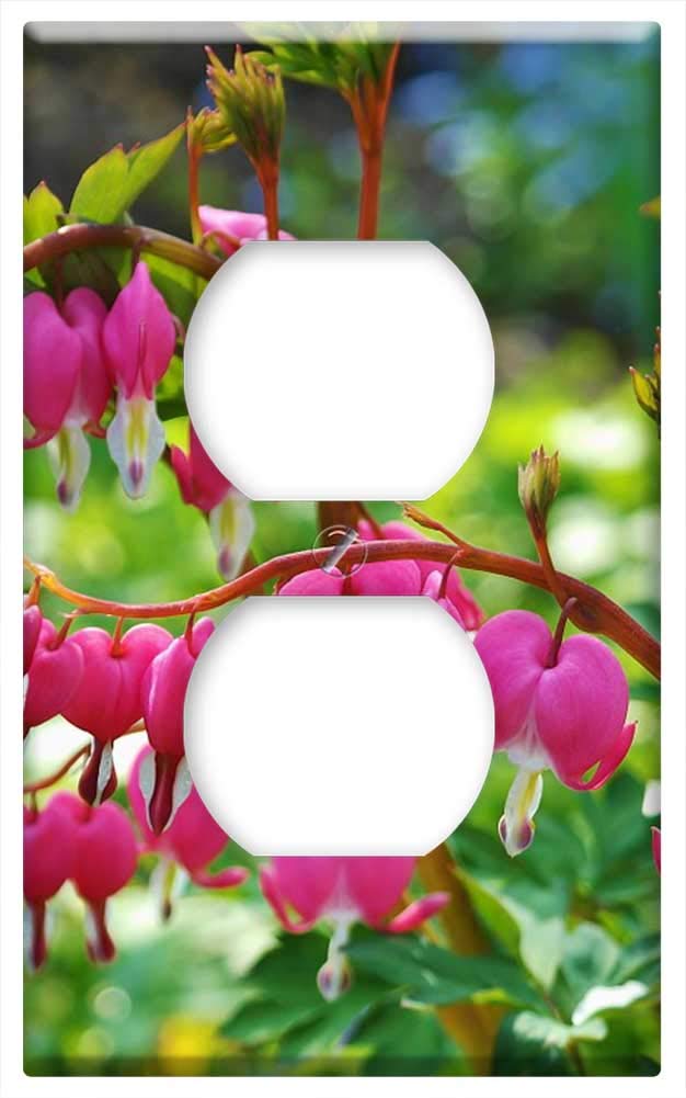 Decorative Switch Plate Outlet Cover - Pink Bleeding Heart Floral Design for Home Decor | Perfect for Living Room, Bedroom, and Nursery Wall Outlet Protection