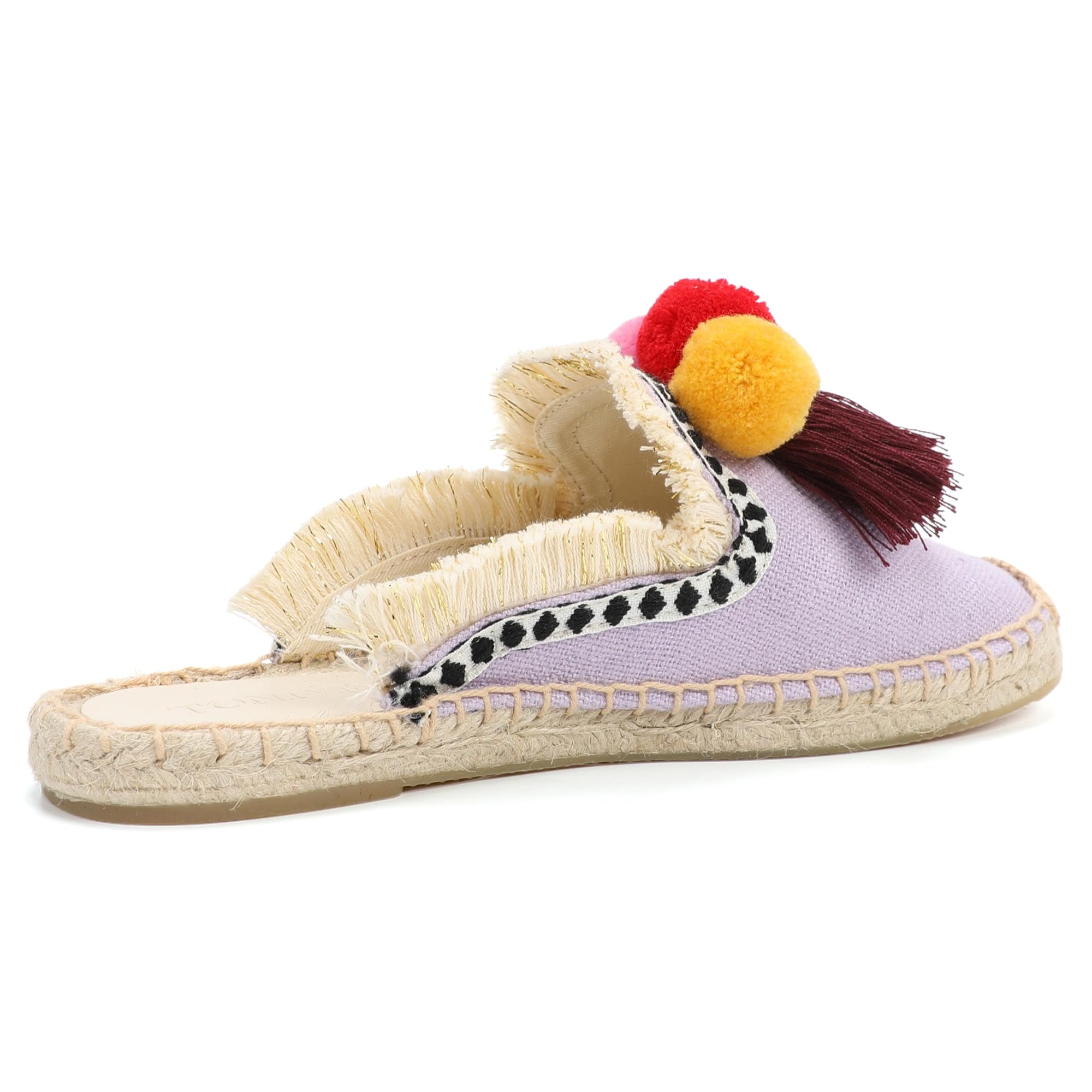 Women's Comfortable Mule Flat Shoes with Tassel & Pompom - Soft Espadrilles Slides Backless Slippers for Summer, Beach, and Casual Wear