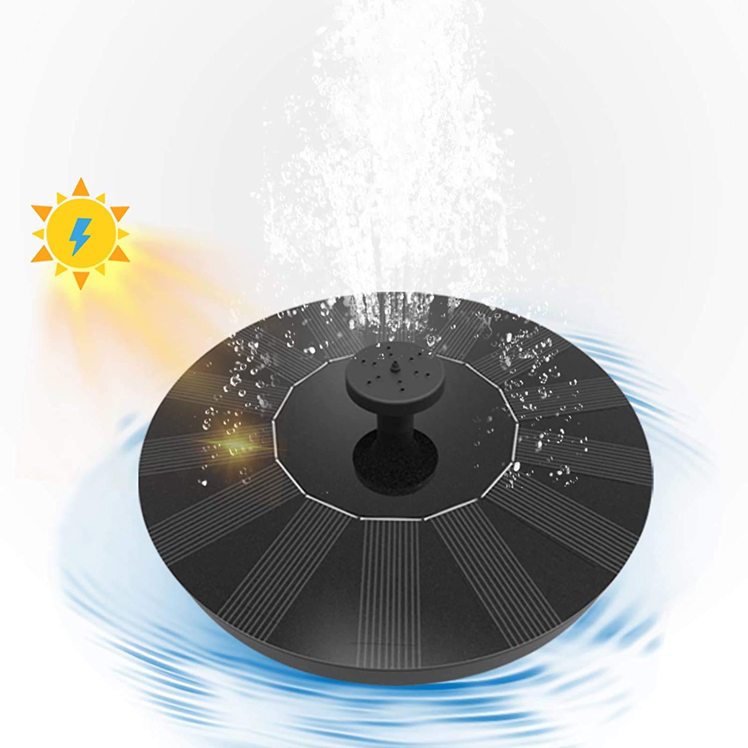 Solar Powered Bird Bath Fountain Pump with 4 Nozzles - ZJLA Bionic Water Fountain for Garden, Aquarium & Outdoor Decor - Black - Perfect for Attracting Birds & Enhancing Backyard Landscaping