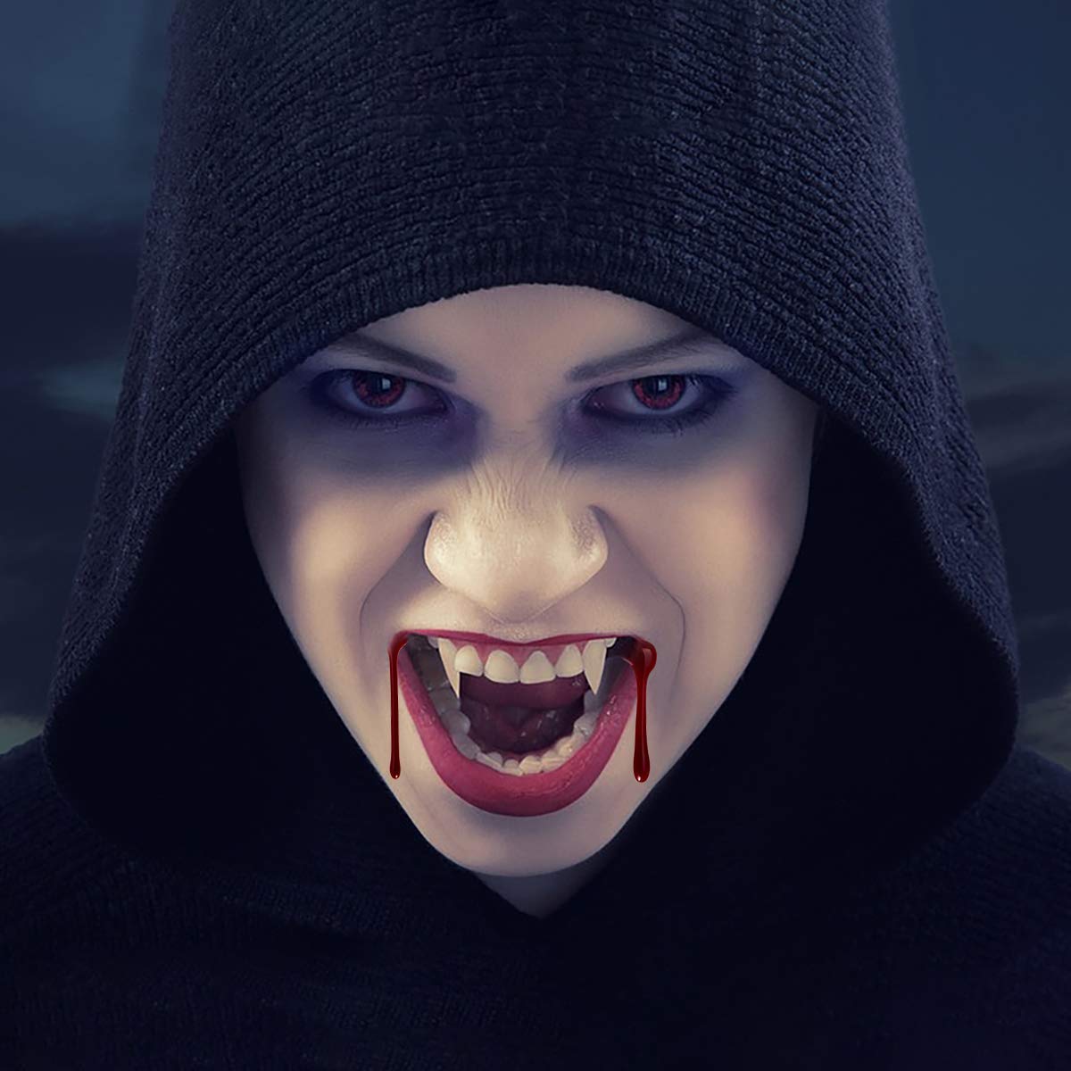 Unomor 3 Pairs Vampire Teeth Dentures - Realistic Fangs for Halloween Costume, Cosplay & Party Makeup | Perfect for Vampire Themed Parties, Horror Events & Halloween Accessories