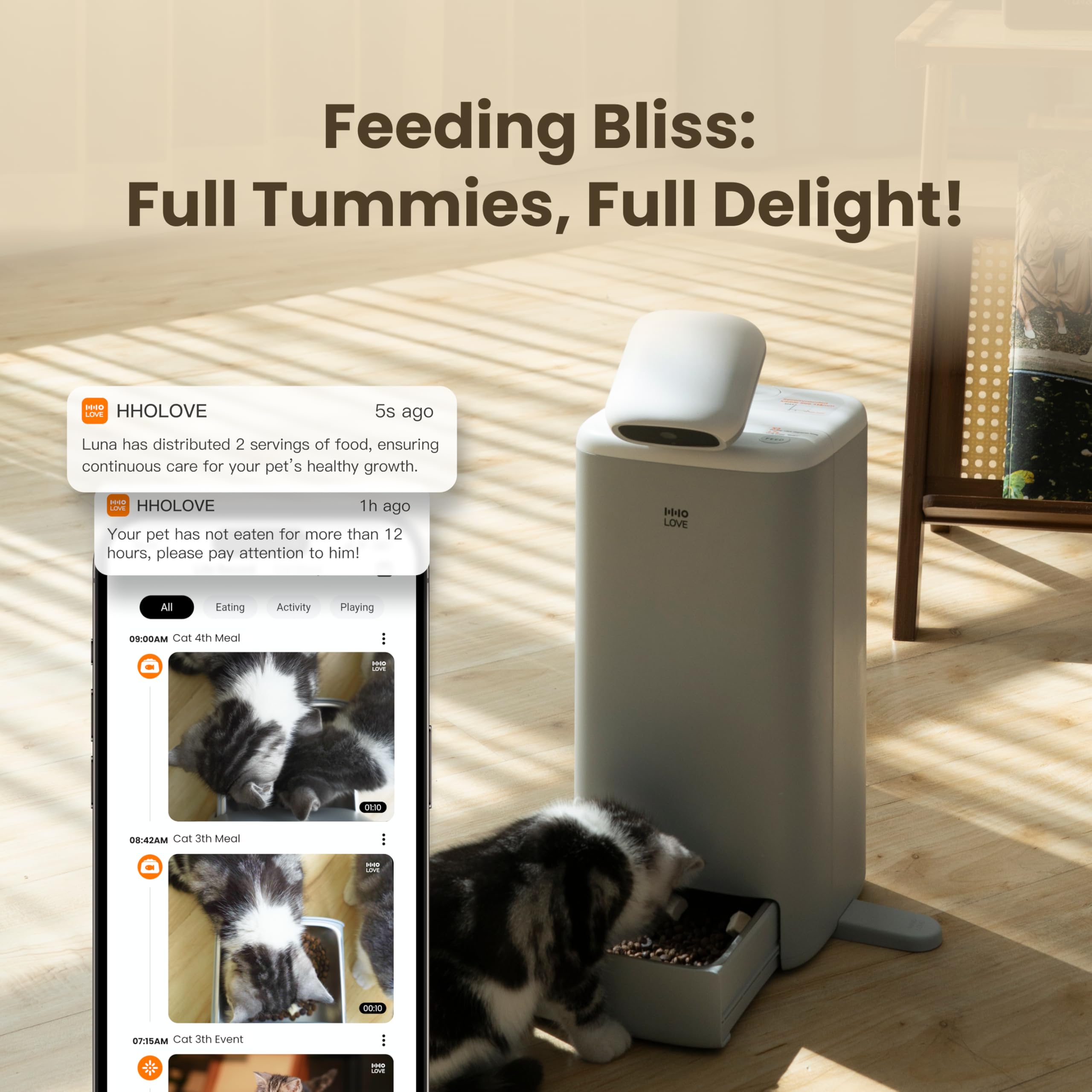 Automatic Cat Feeder with 360° Camera - 2K HD Video, Night Vision & 2-Way Audio | 5G WiFi Smart Pet Food Dispenser with Low Food Sensor | Record & Monitor Your Cat | Perfect for Travel, Work & Multi-Pet Homes