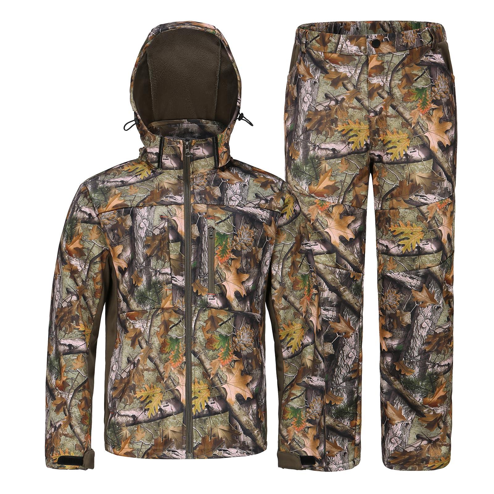 UIIHUNT Men's Fleece-Lined Hunting Jacket & Pants Set - Water Resistant, Silent Camouflage Gear with Safety Strap Compatibility | Ideal for Deer Hunting, Outdoor Adventures & Cold Weather Activities