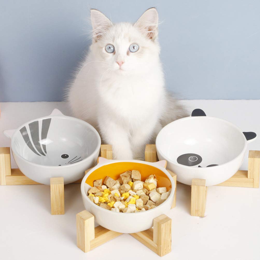 Elevated Ceramic Pet Bowl Set - Raised Cat & Dog Feeder Dish for Healthy Eating