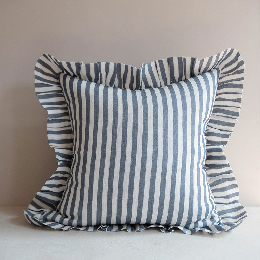 Premium Linen Pillow Cover - Stone Blue Stripe Design - Breathable & Soft Decorative Pillowcase for Bedroom, Living Room, Sofa - Home Decor Essentials