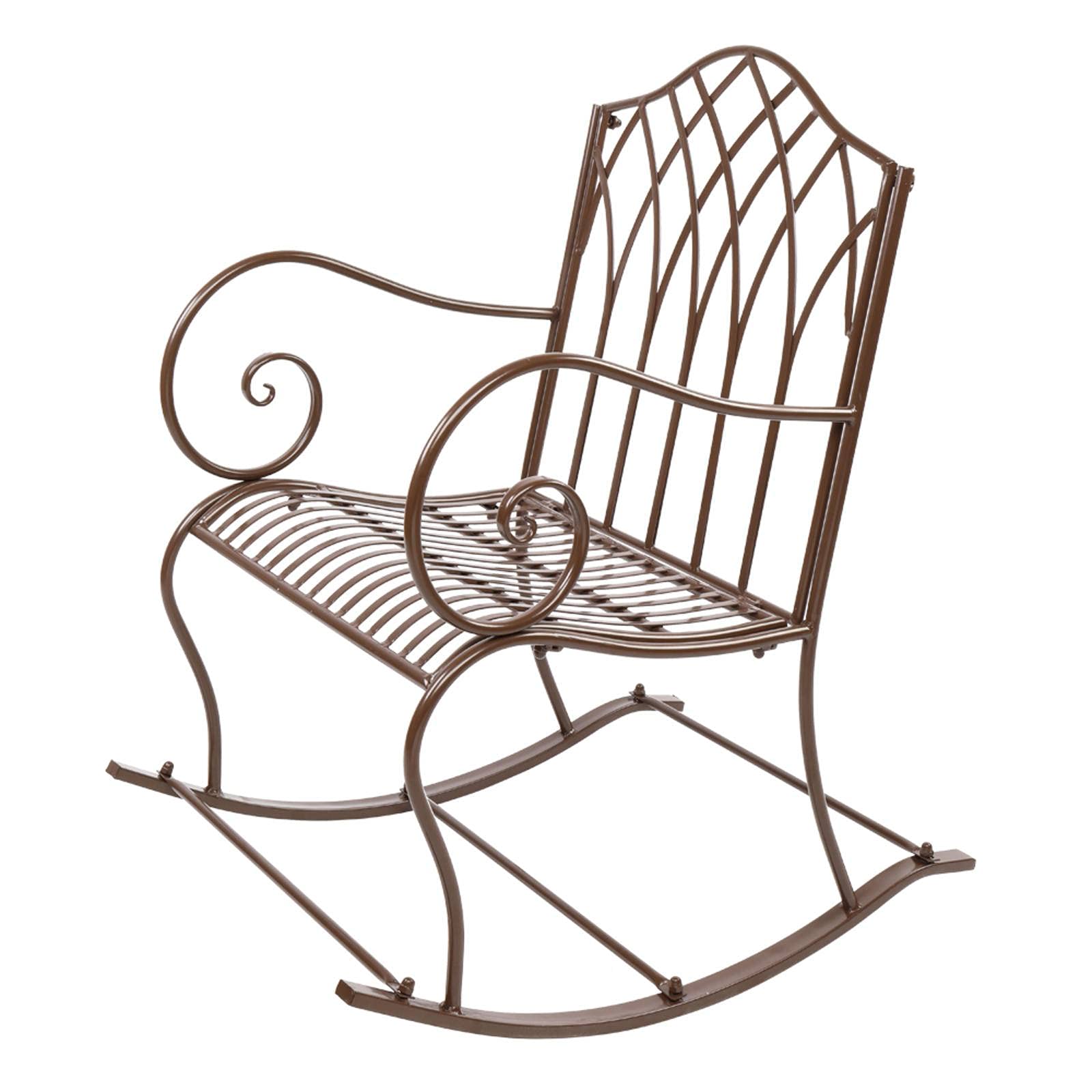 Dark Brown NA Flat Iron Single Rocking Chair - Comfortable Wooden Rocker for Living Room, Nursery, or Porch Relaxation