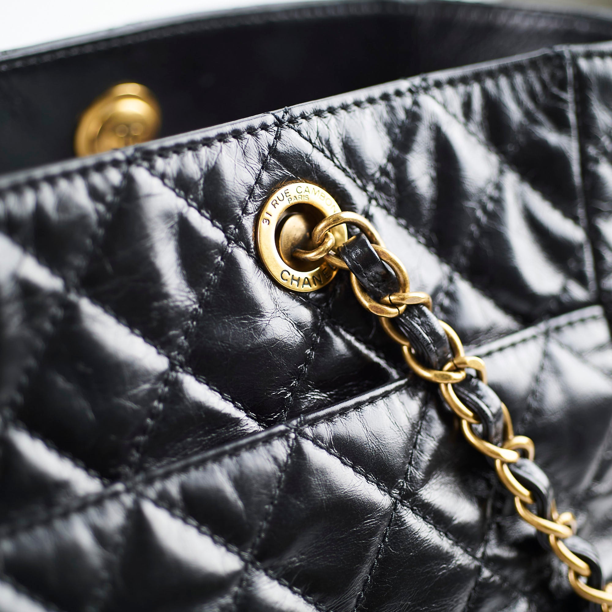 Chanel Black Shiny Calfskin Large Front Pocket Tote Bag - Luxury Designer Handbag for Women, Perfect for Work, Travel & Everyday Use