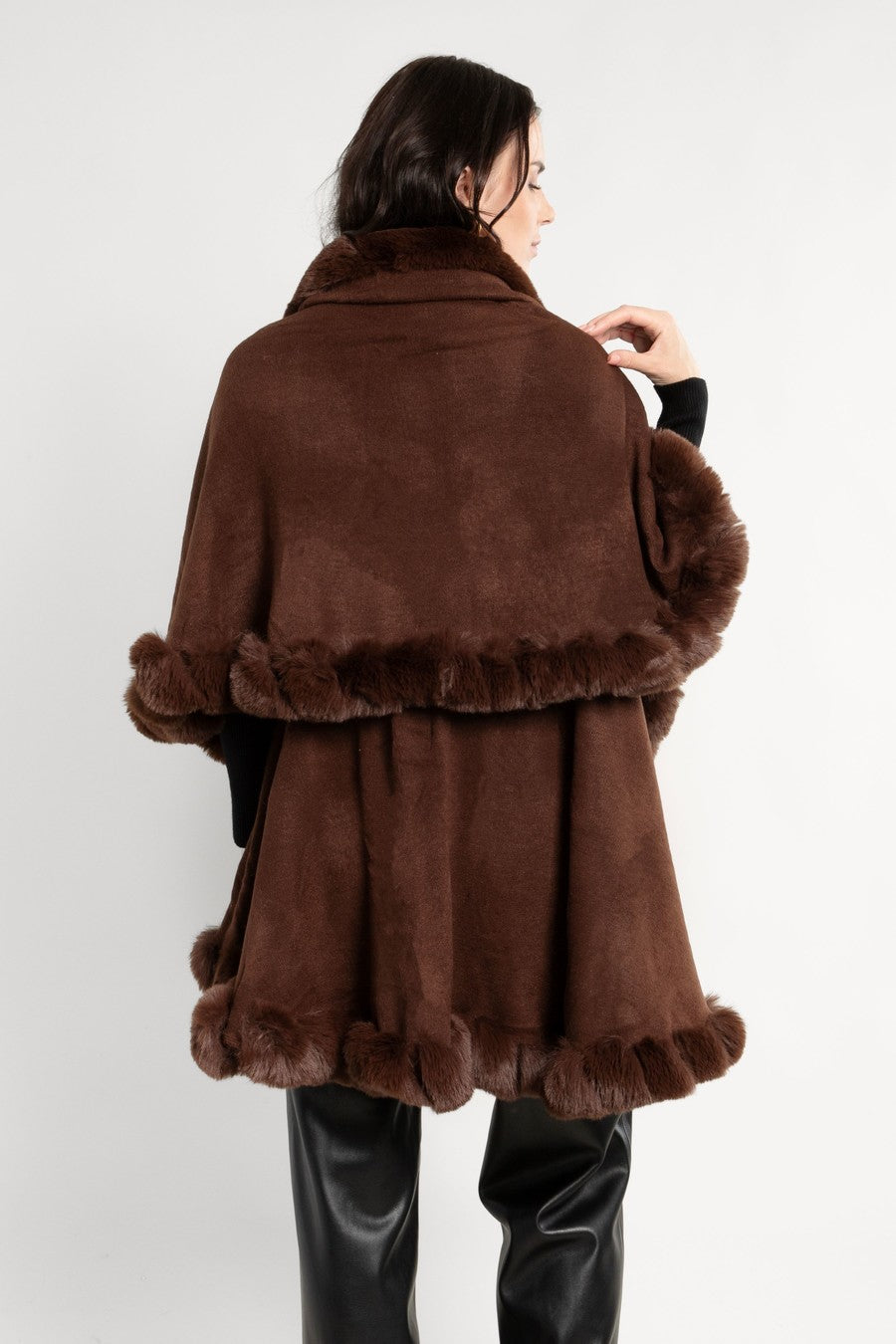 Elegant Layered Kimono Faux Fur Cape Coat - Women's Winter Fashion Outerwear for Parties, Weddings & Evening Events