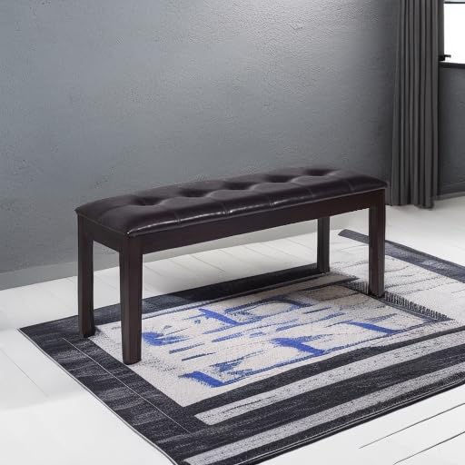Giantex Traditional Upholstered Dining Room Bench - PU Leather Entryway Bench for Hallway, Bedroom End of Bed & Ottoman - Perfect for Living Room, Entry Hall and Bedroom Decor (Brown)