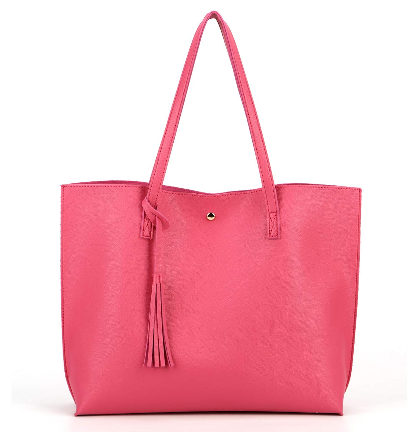 Stylish Women's PU Faux Leather Tote Bag with Top Handle & Tassel Shoulder Strap - Fashionable Satchel Handbag for Work, Travel & Everyday Use