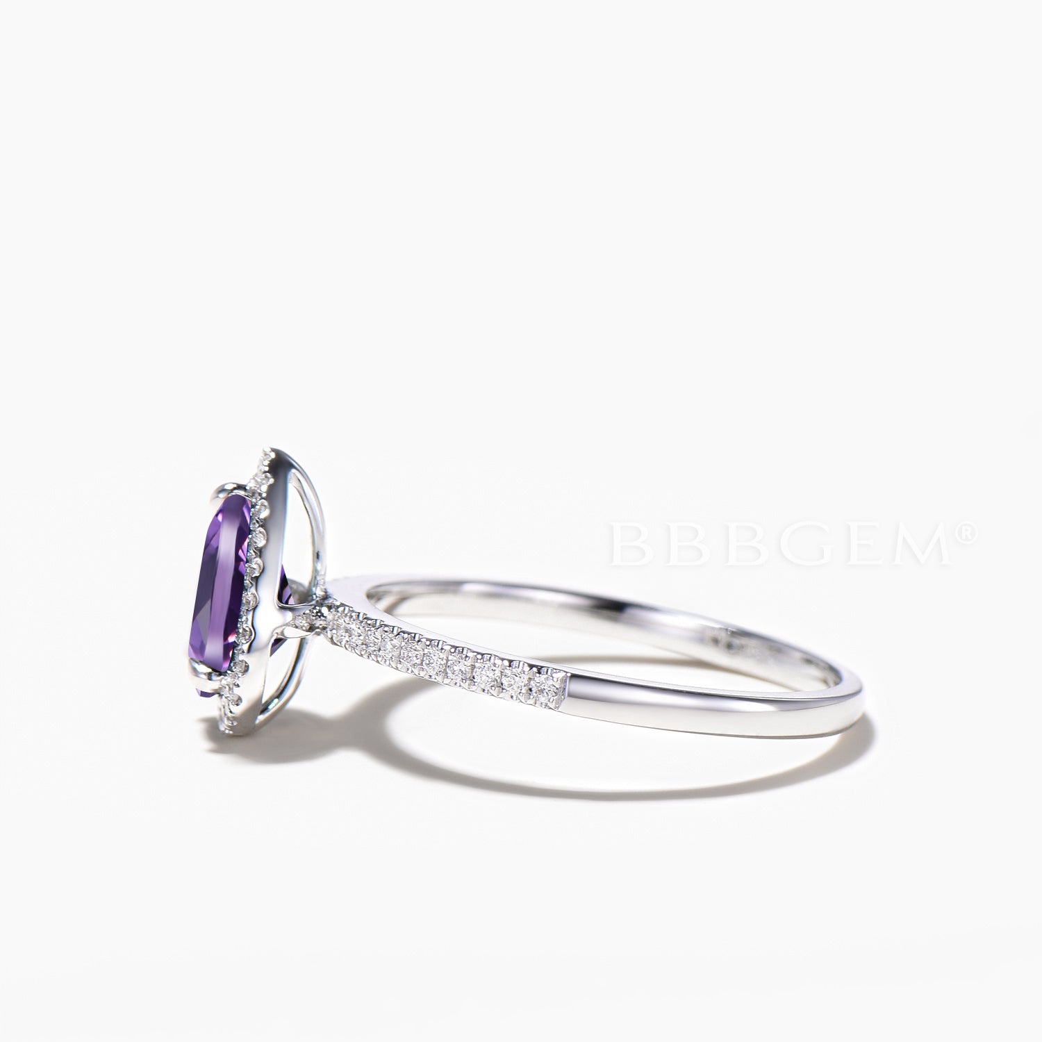 Natural Amethyst Teardrop Cut Engagement Ring - Half Eternity Diamond Halo Wedding Band for Women | Perfect for Proposals, Anniversaries & Special Occasions